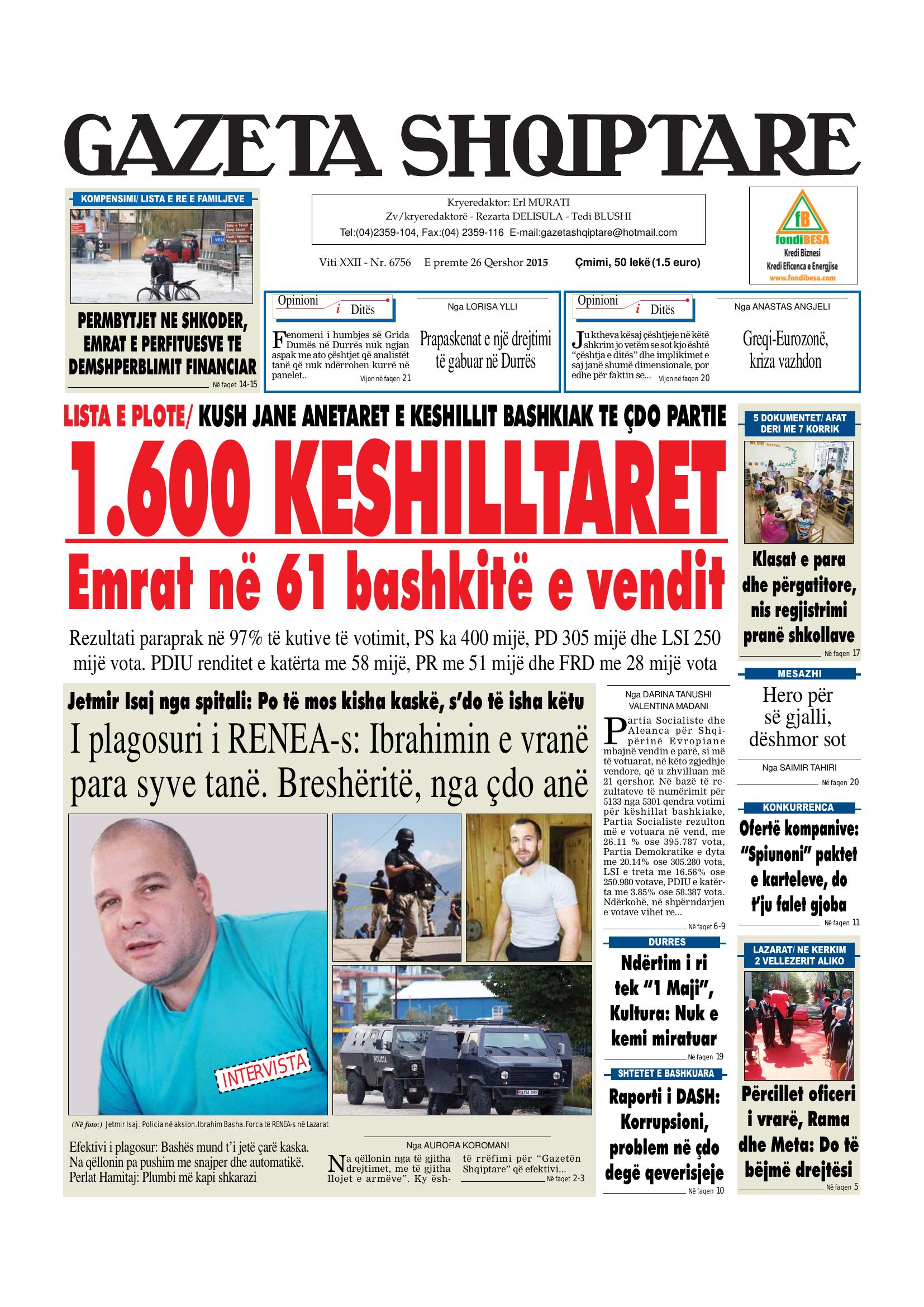 Gazeta Shqiptare 2015-06-26