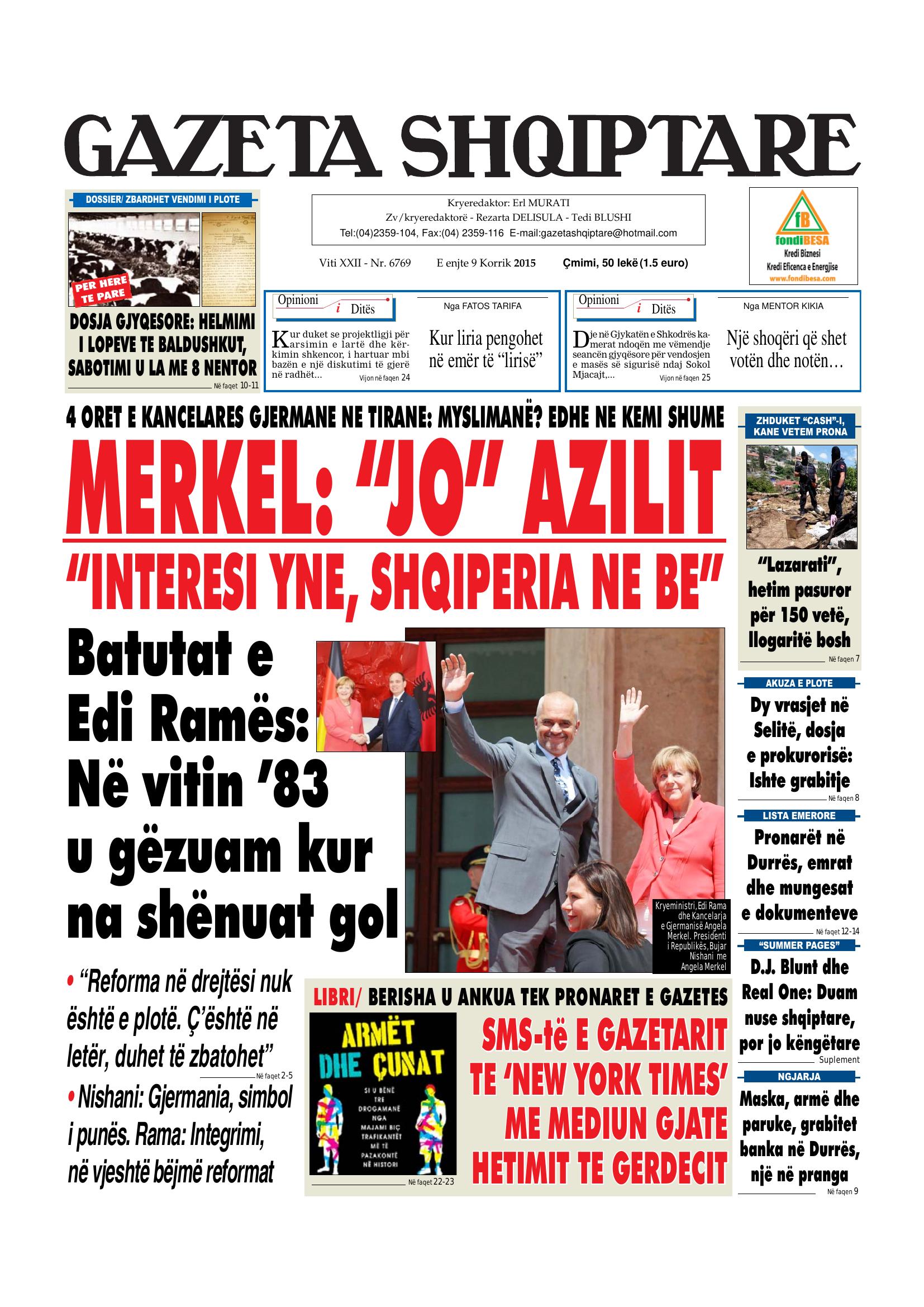 Gazeta Shqiptare 2015-07-09
