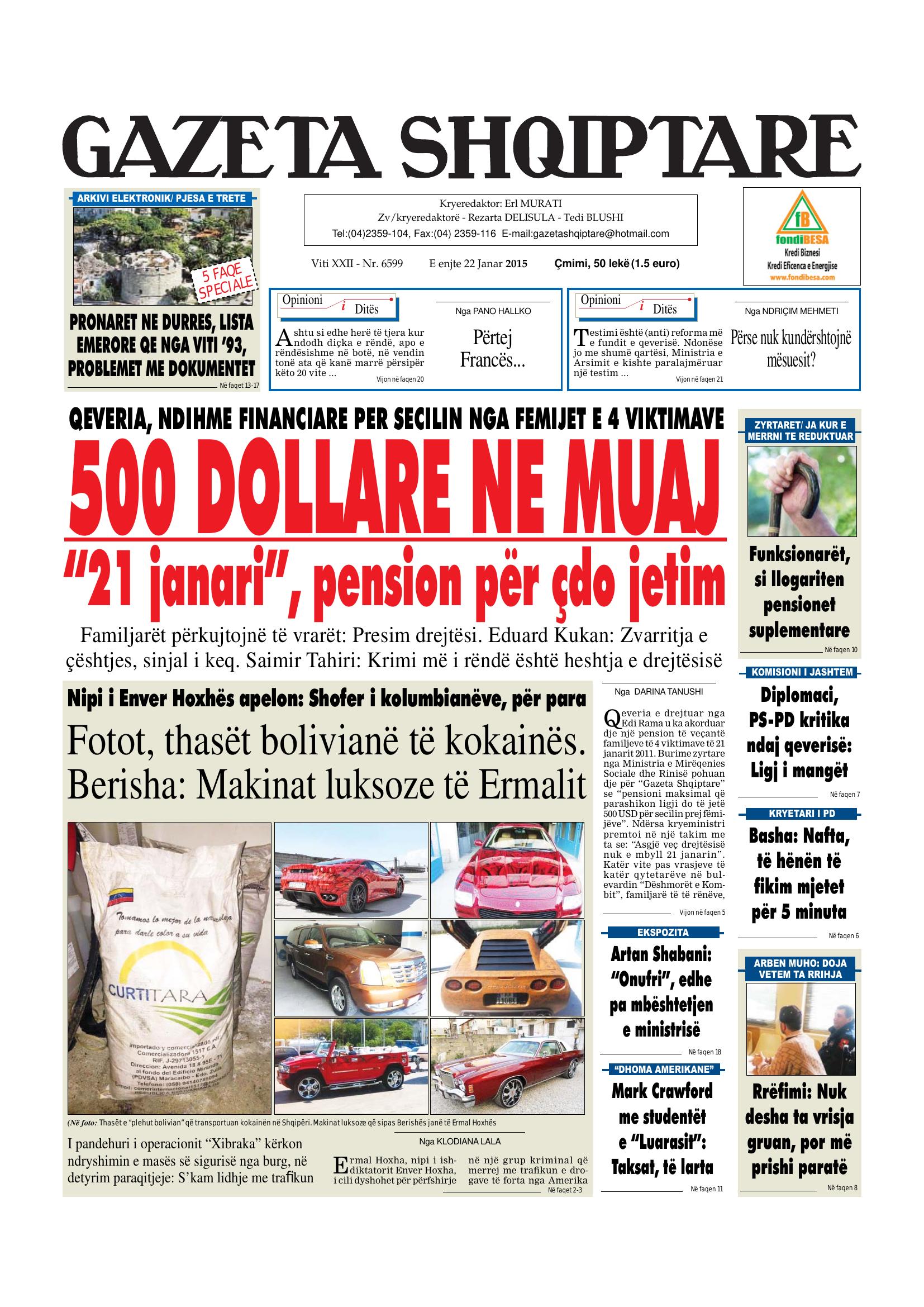 Gazeta Shqiptare 2015-01-22