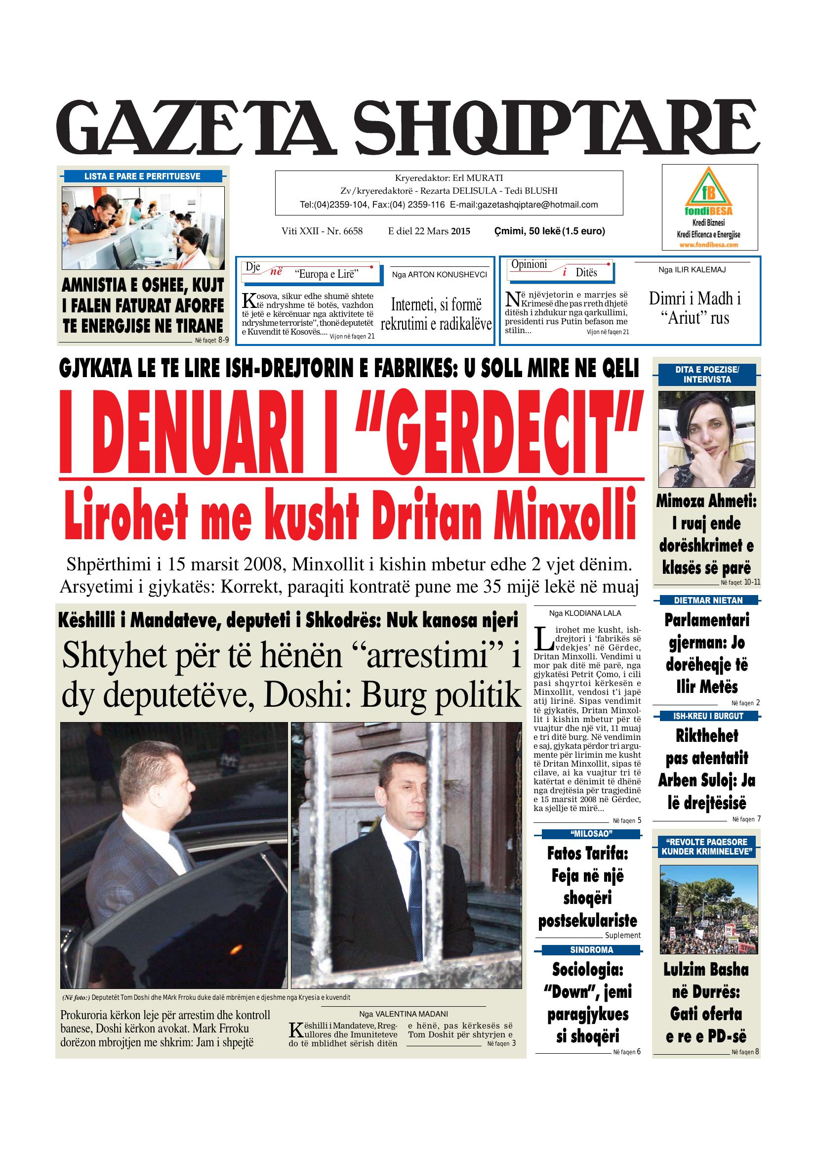 Gazeta Shqiptare 2015-03-22