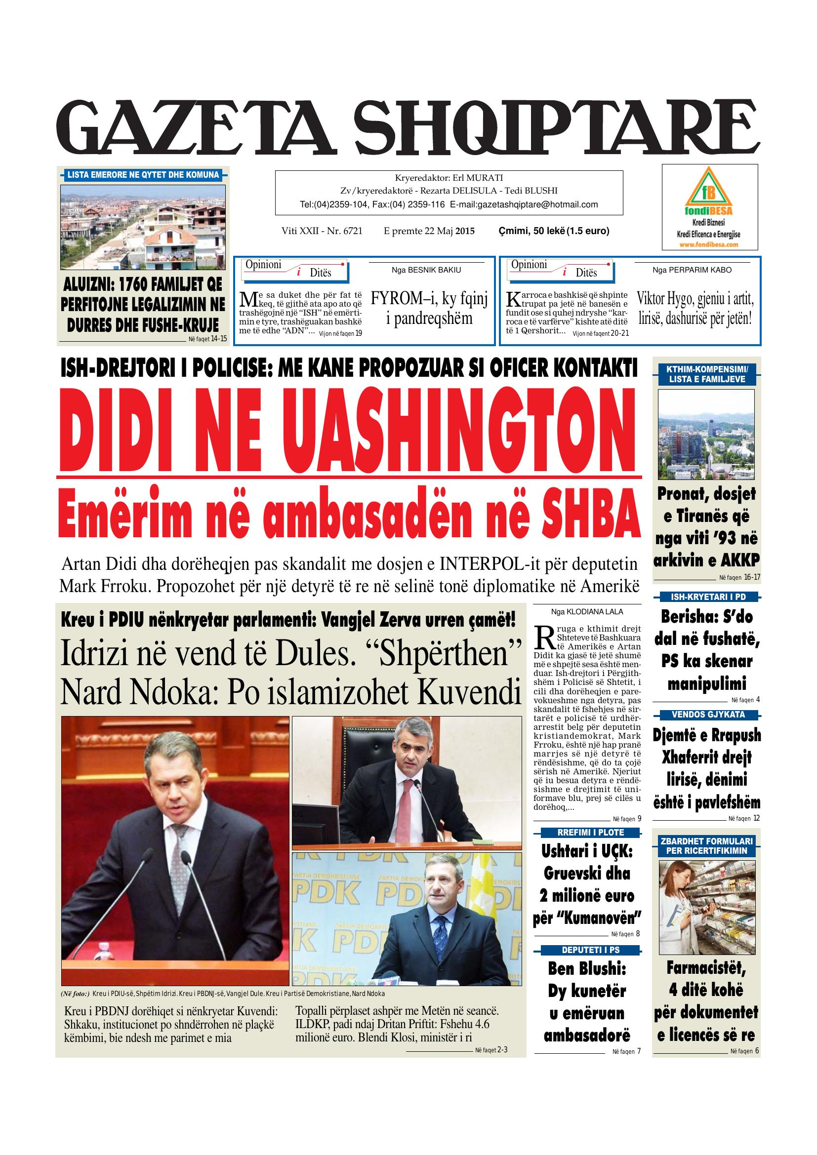 Gazeta Shqiptare 2015-05-22
