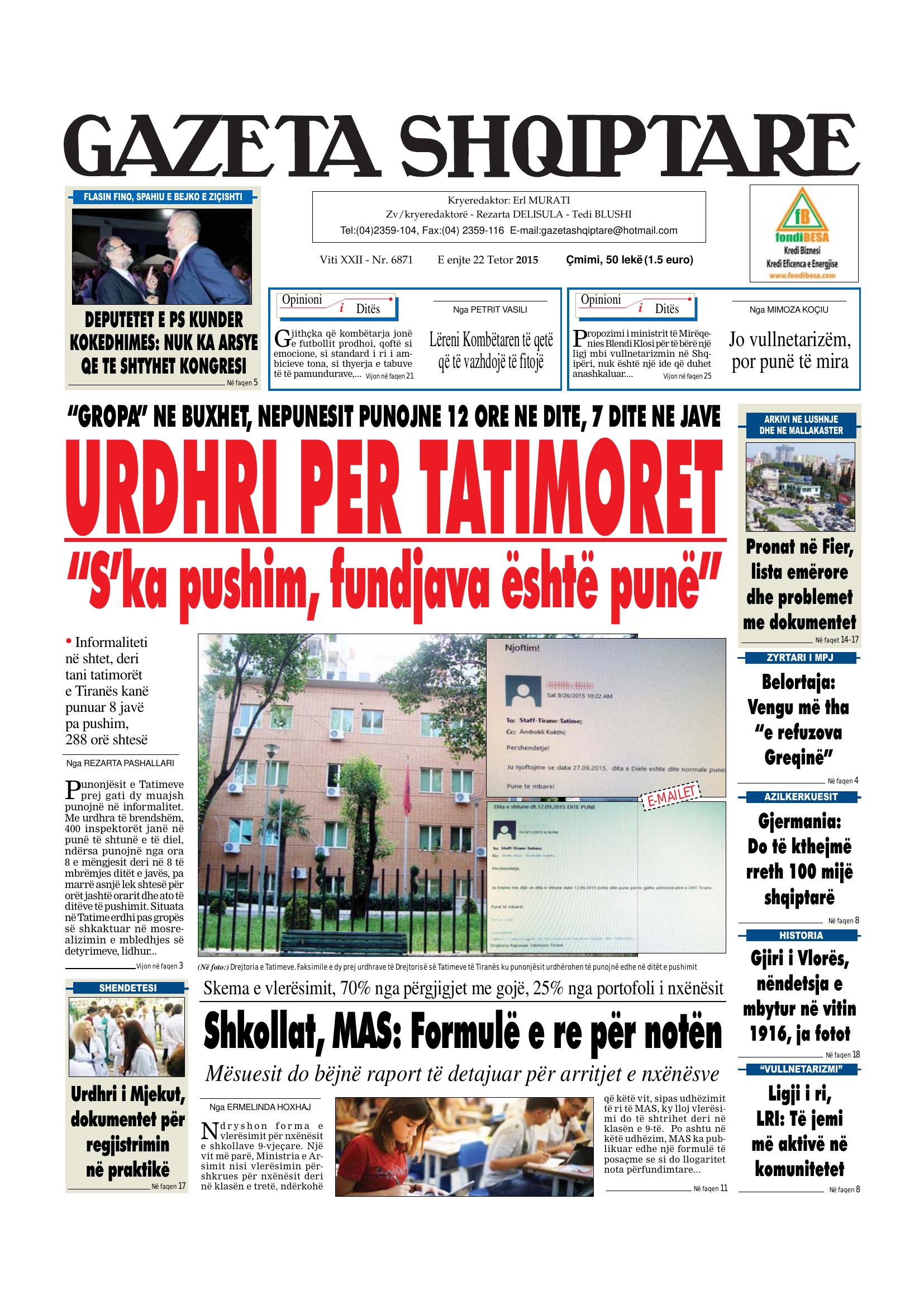 Gazeta Shqiptare 2015-10-22