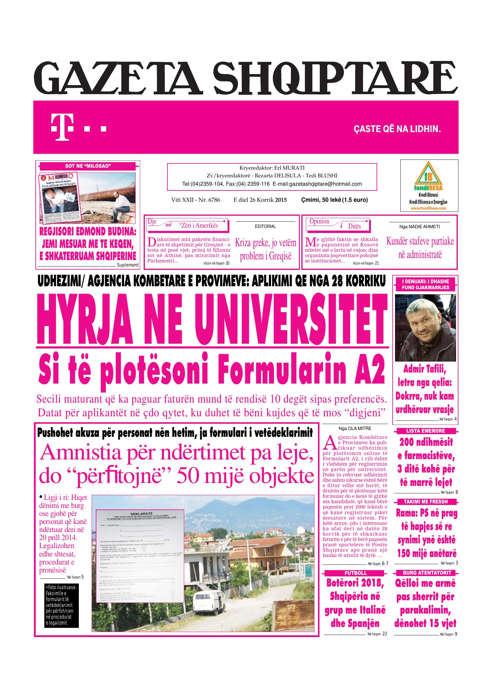 Gazeta Shqiptare 2015-07-26