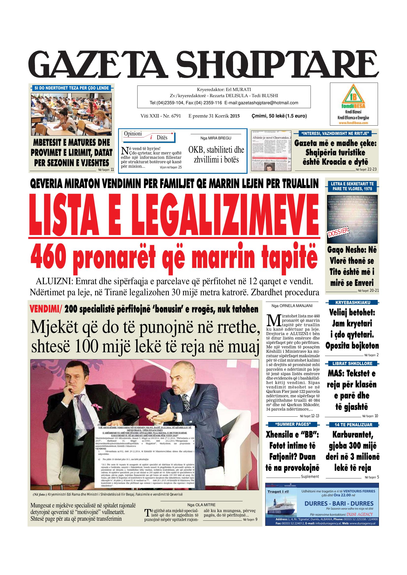 Gazeta Shqiptare 2015-07-31