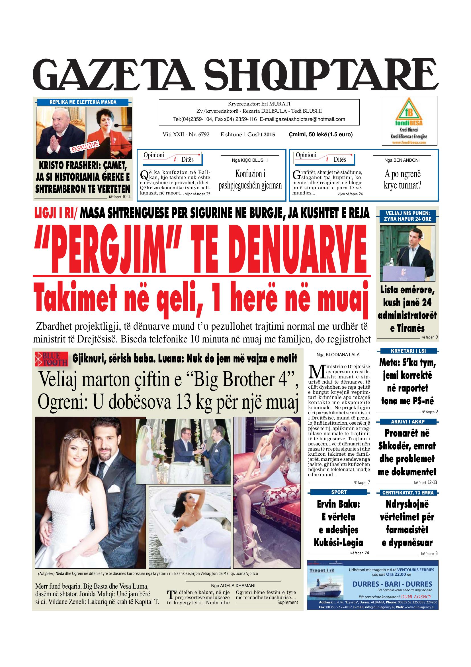 Gazeta Shqiptare 2015-08-01