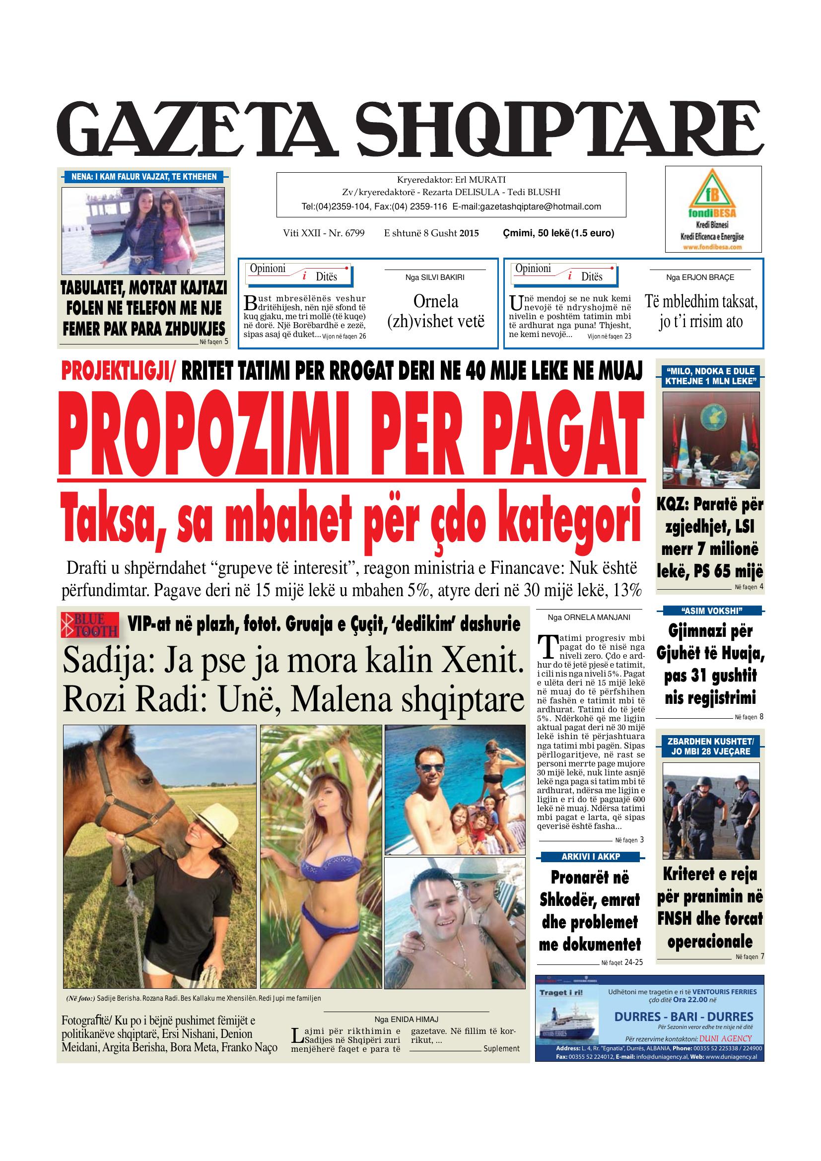 Gazeta Shqiptare 2015-08-08