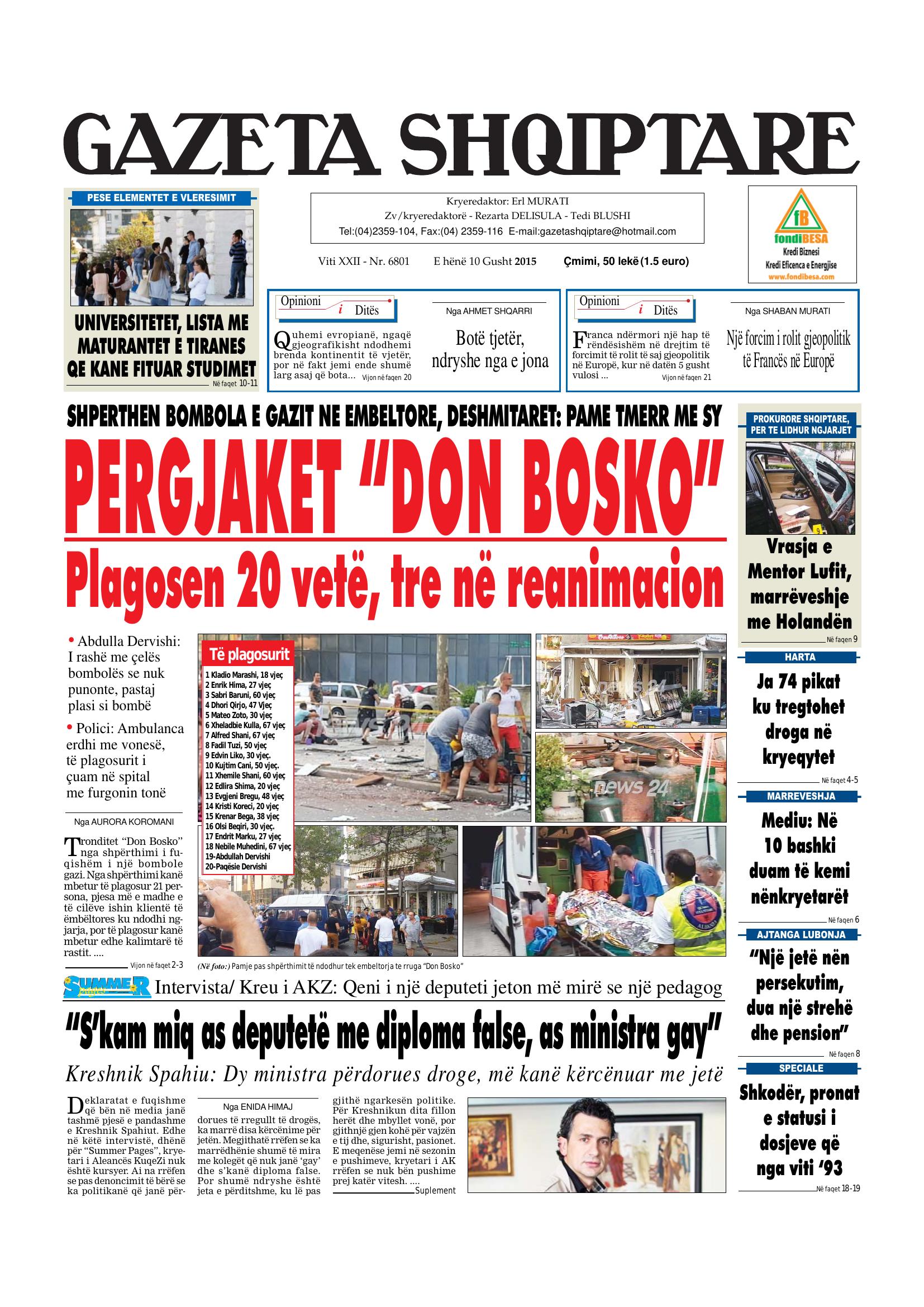 Gazeta Shqiptare 2015-08-10