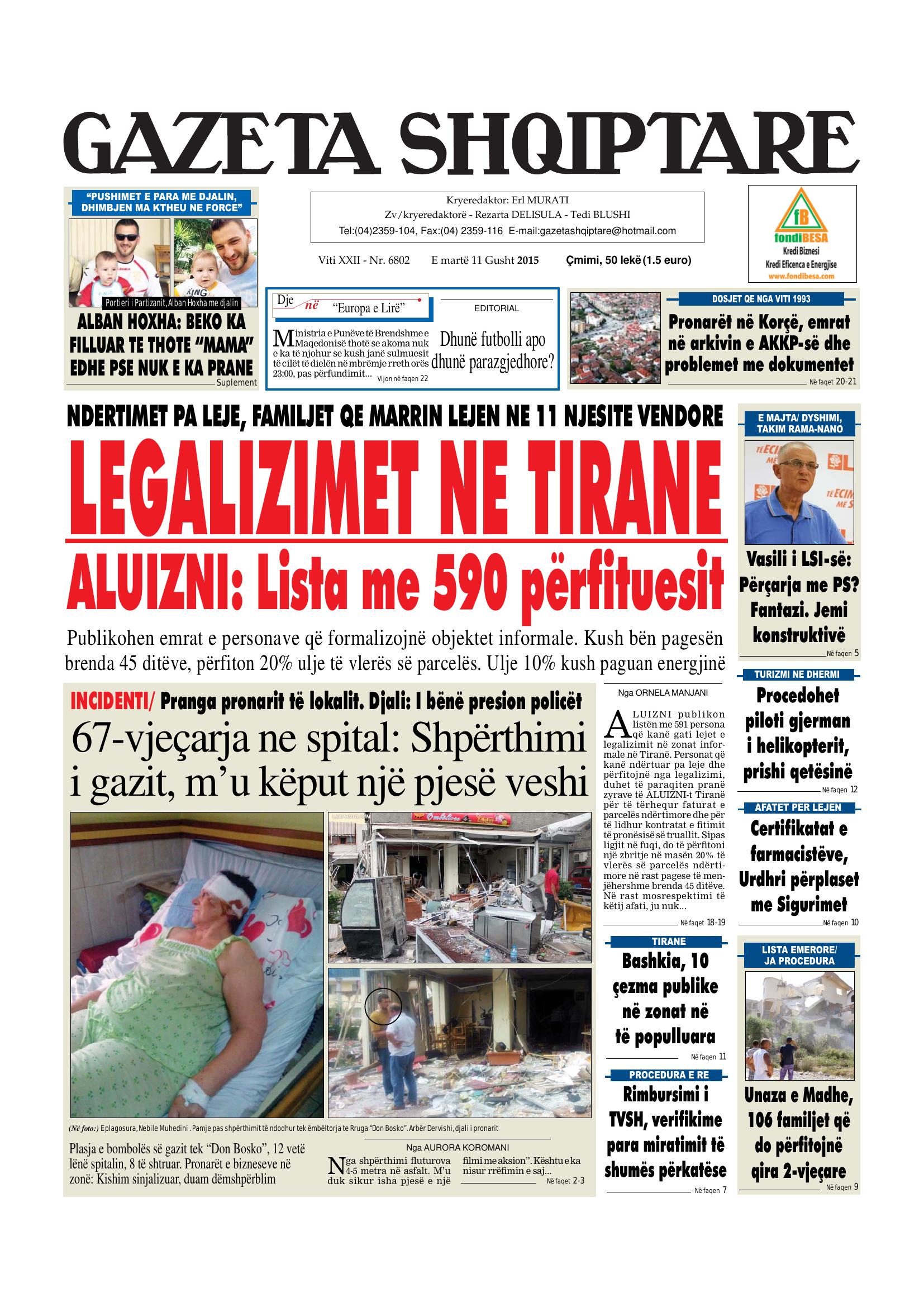 Gazeta Shqiptare 2015-08-11