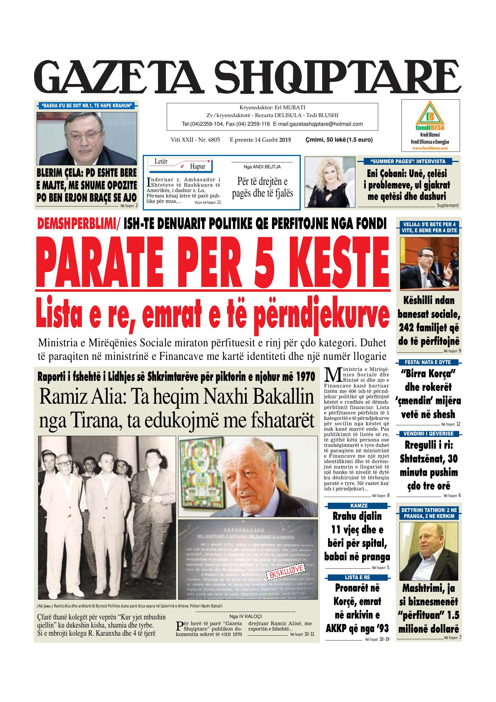 Gazeta Shqiptare 2015-08-14