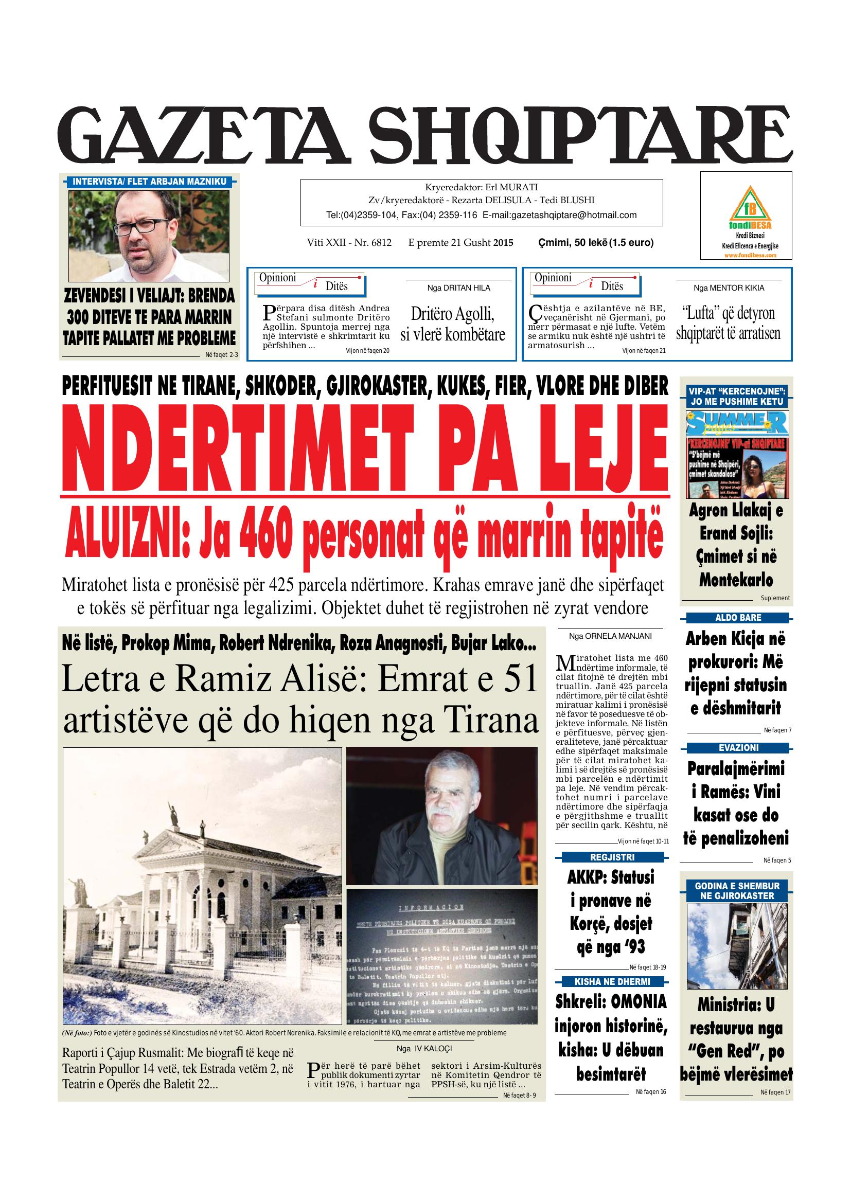 Gazeta Shqiptare 2015-08-21