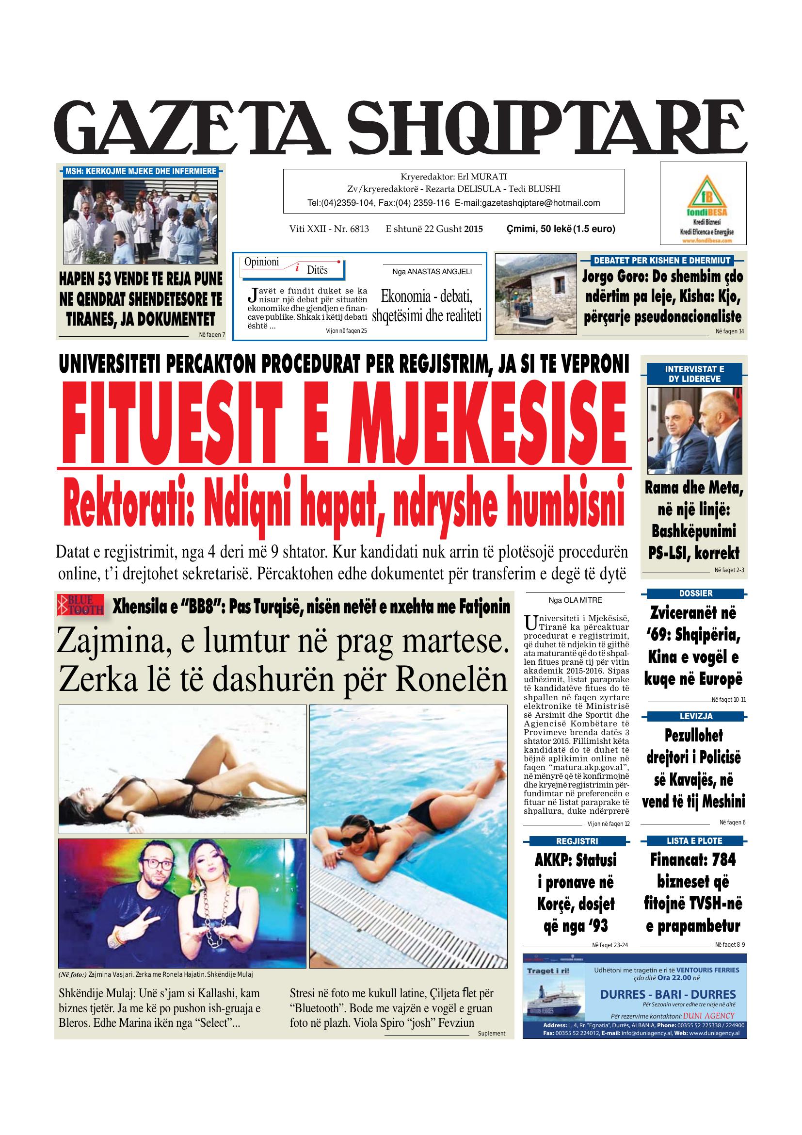 Gazeta Shqiptare 2015-08-22