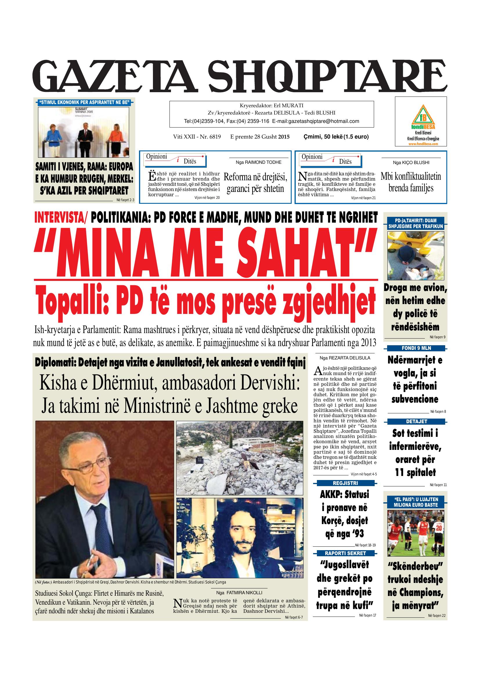 Gazeta Shqiptare 2015-08-28