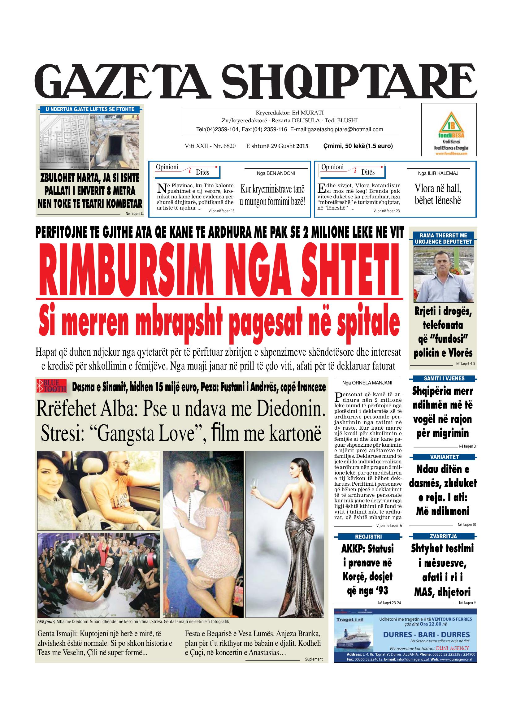 Gazeta Shqiptare 2015-08-29