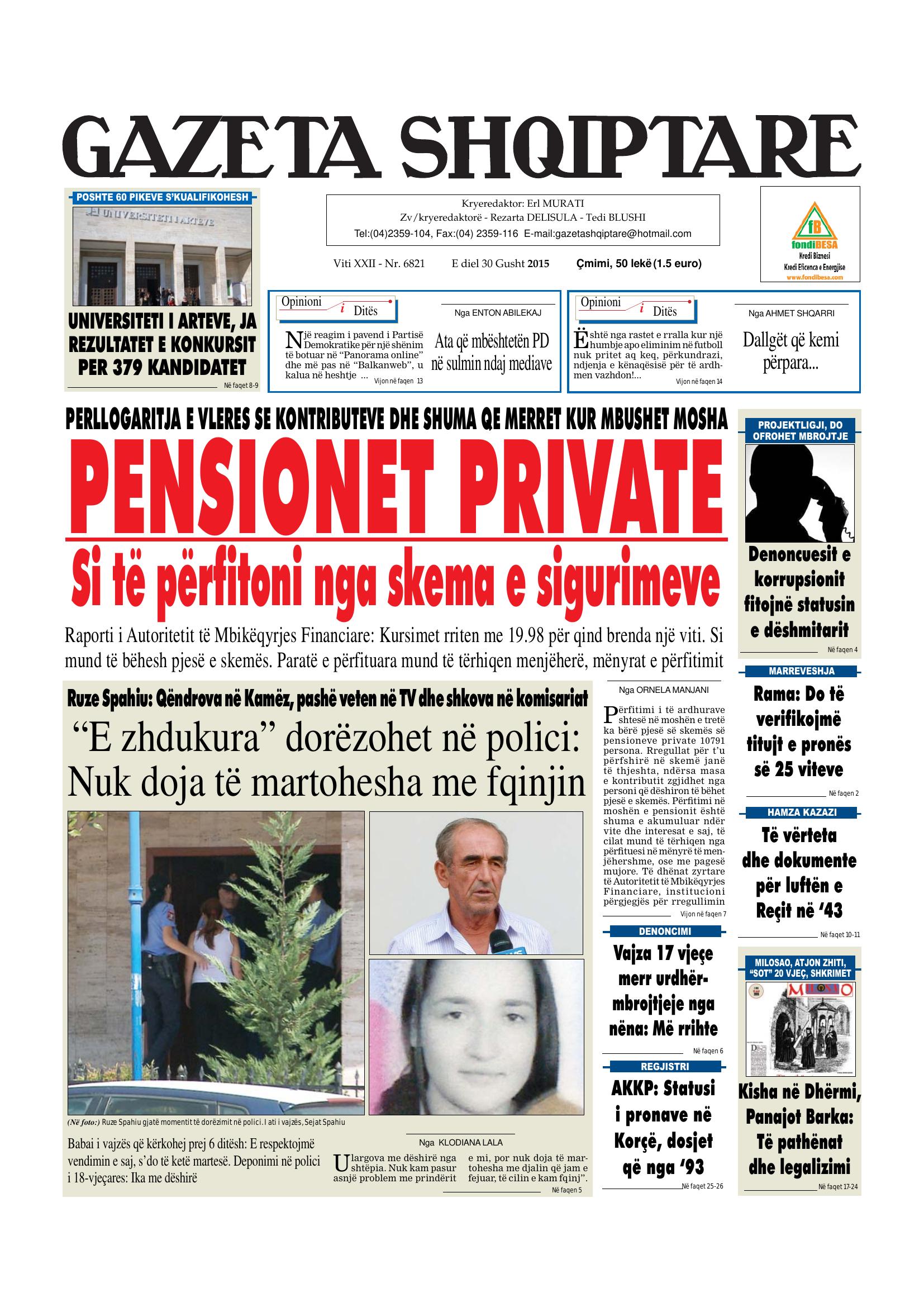 Gazeta Shqiptare 2015-08-30