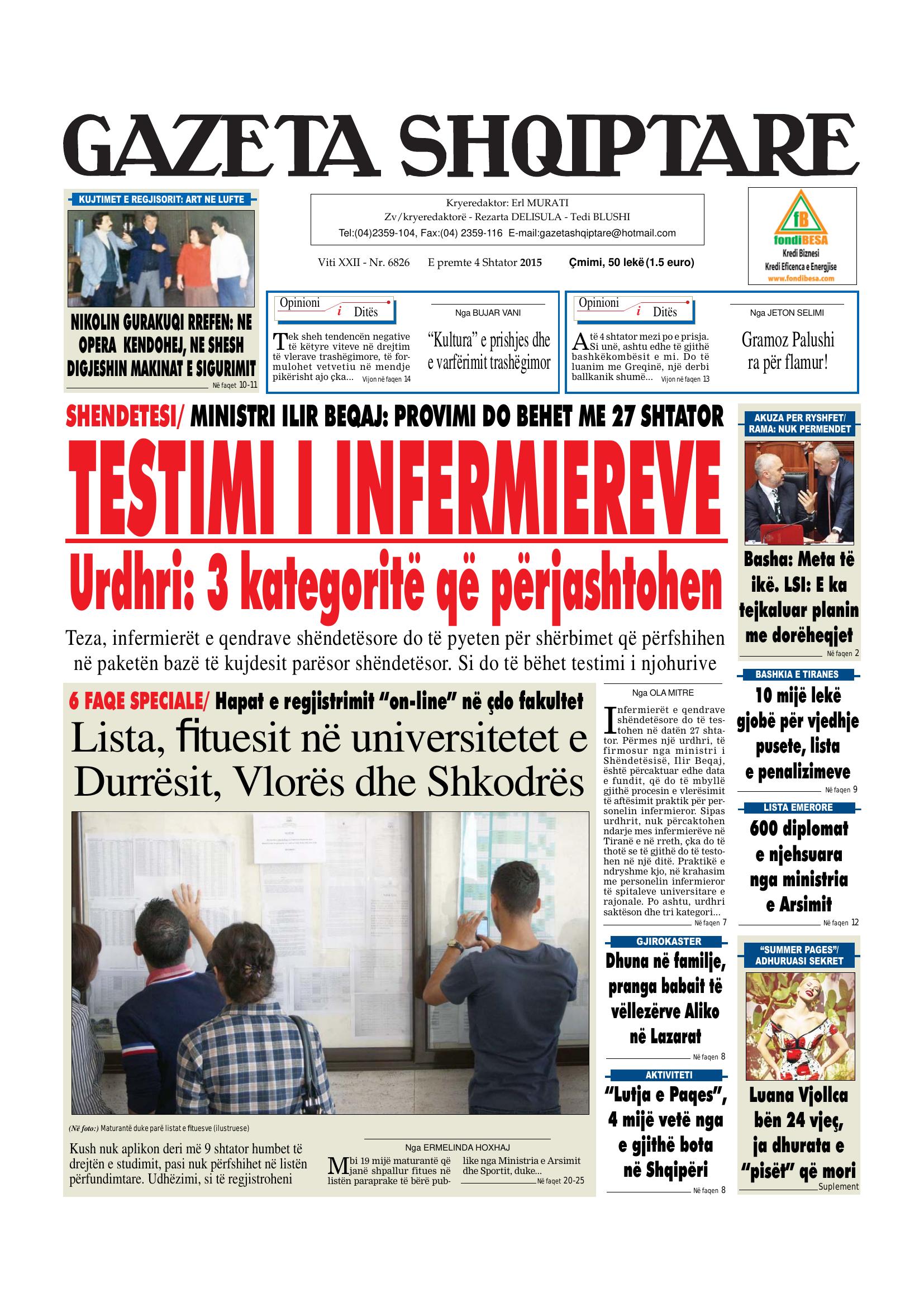 Gazeta Shqiptare 2015-09-04
