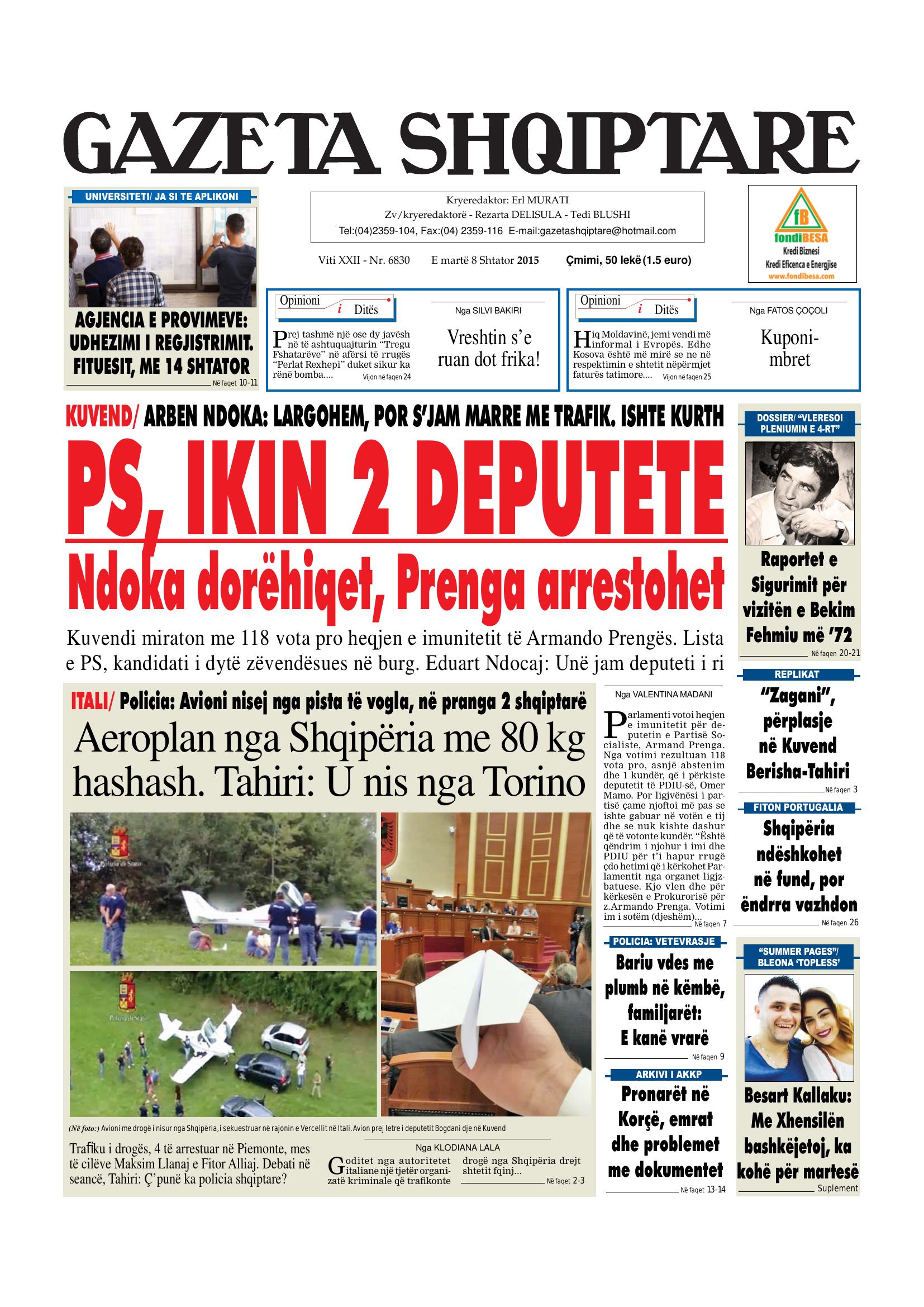 Gazeta Shqiptare 2015-09-08