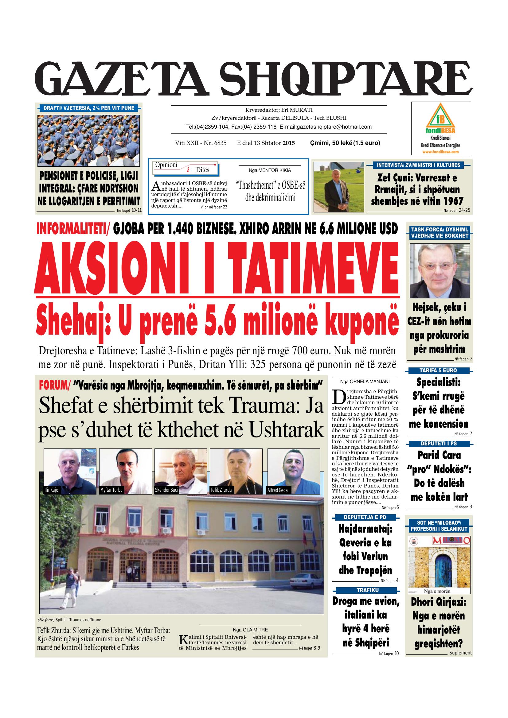 Gazeta Shqiptare 2015-09-13