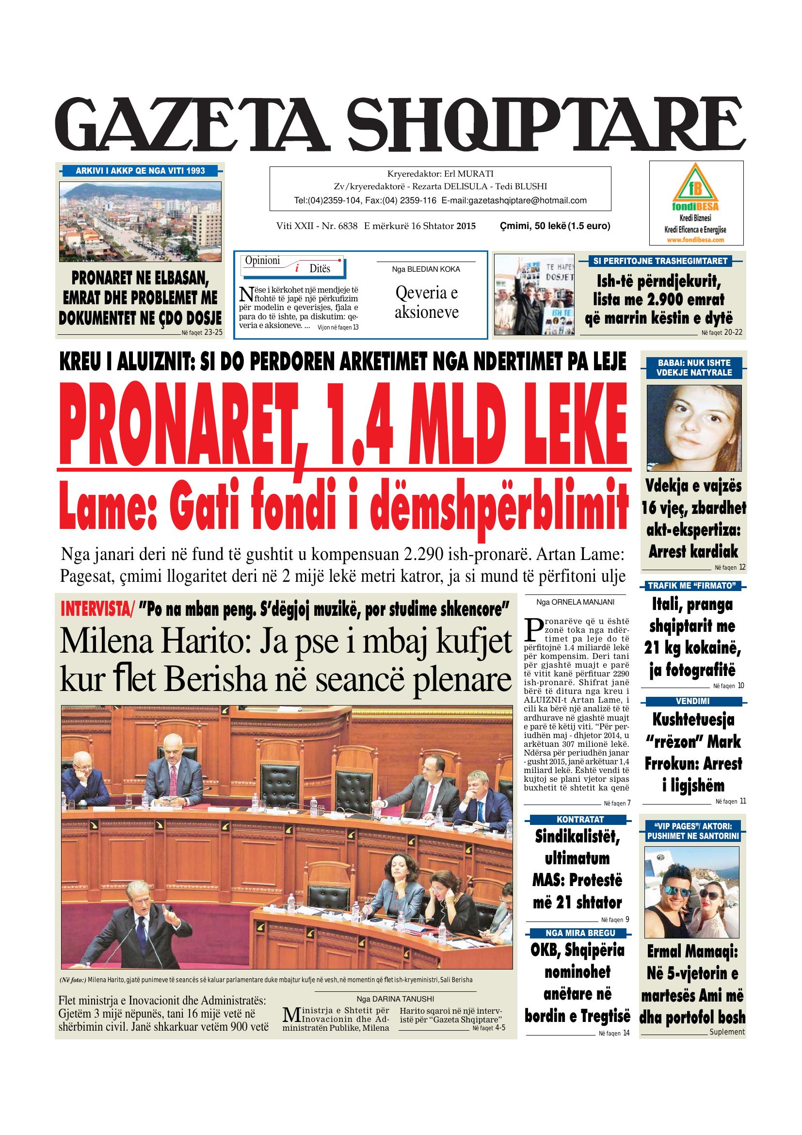 Gazeta Shqiptare 2015-09-16