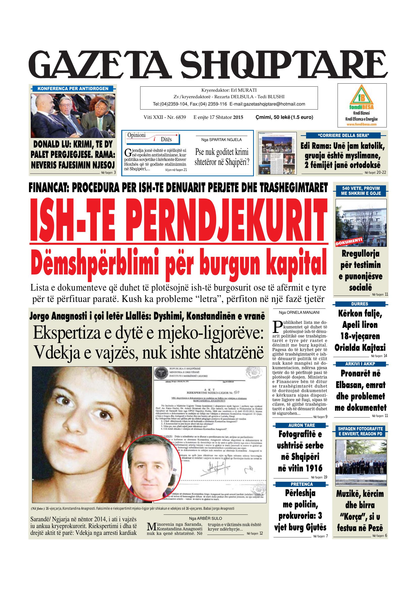 Gazeta Shqiptare 2015-09-17