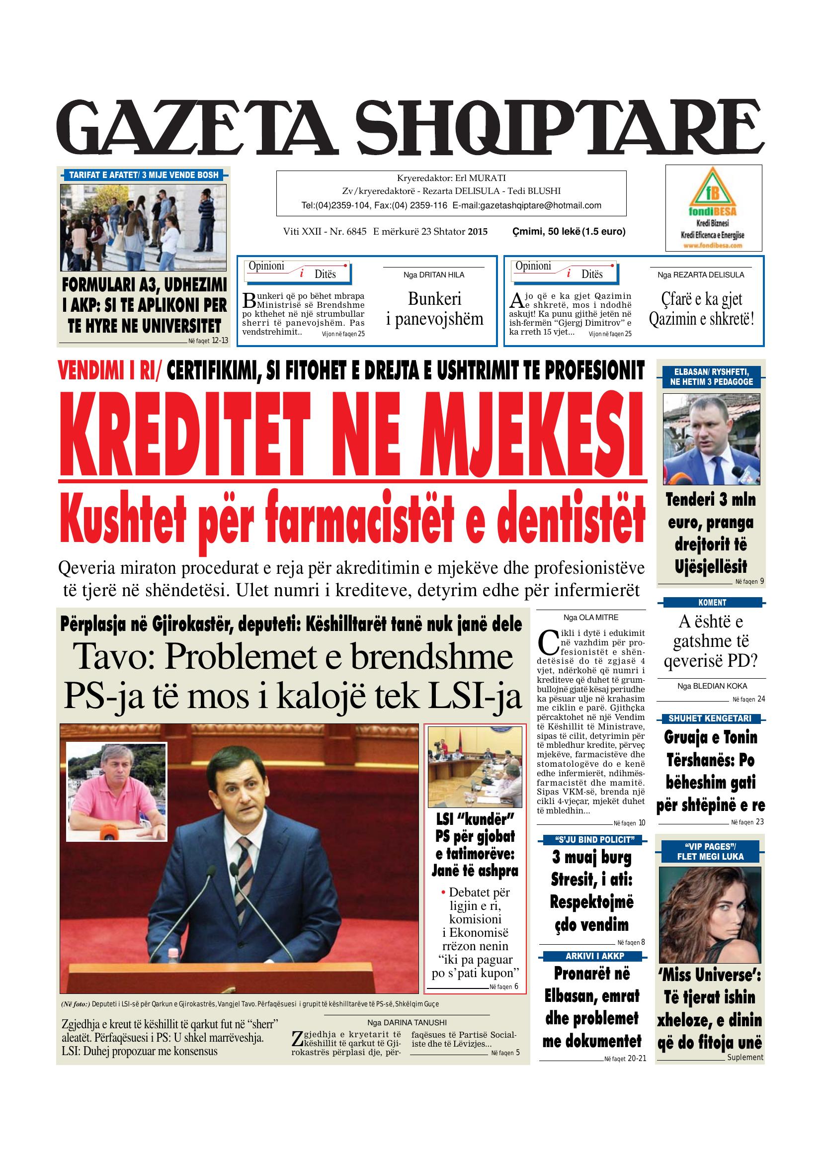 Gazeta Shqiptare 2015-09-23