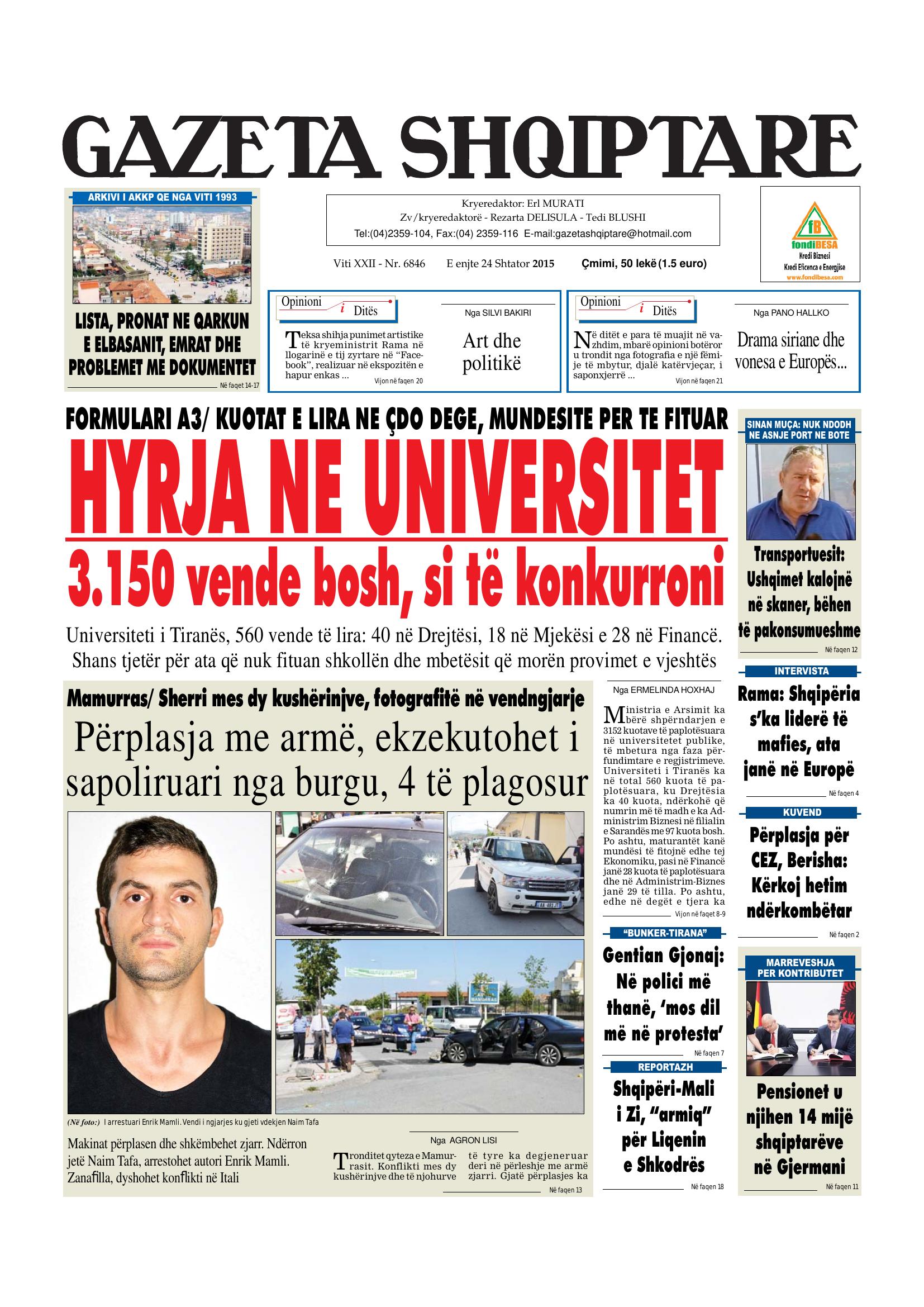 Gazeta Shqiptare 2015-09-24