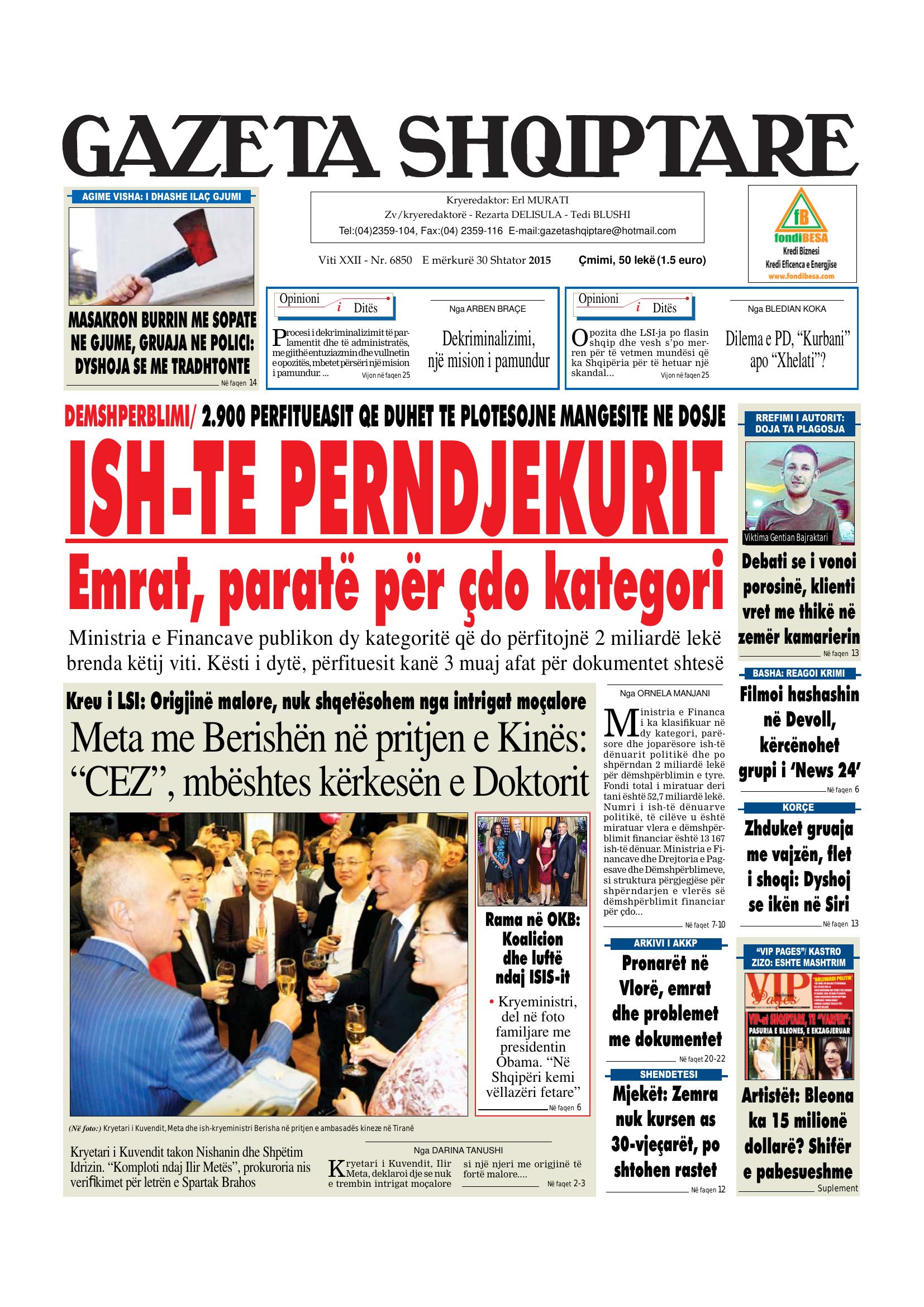 Gazeta Shqiptare 2015-09-30