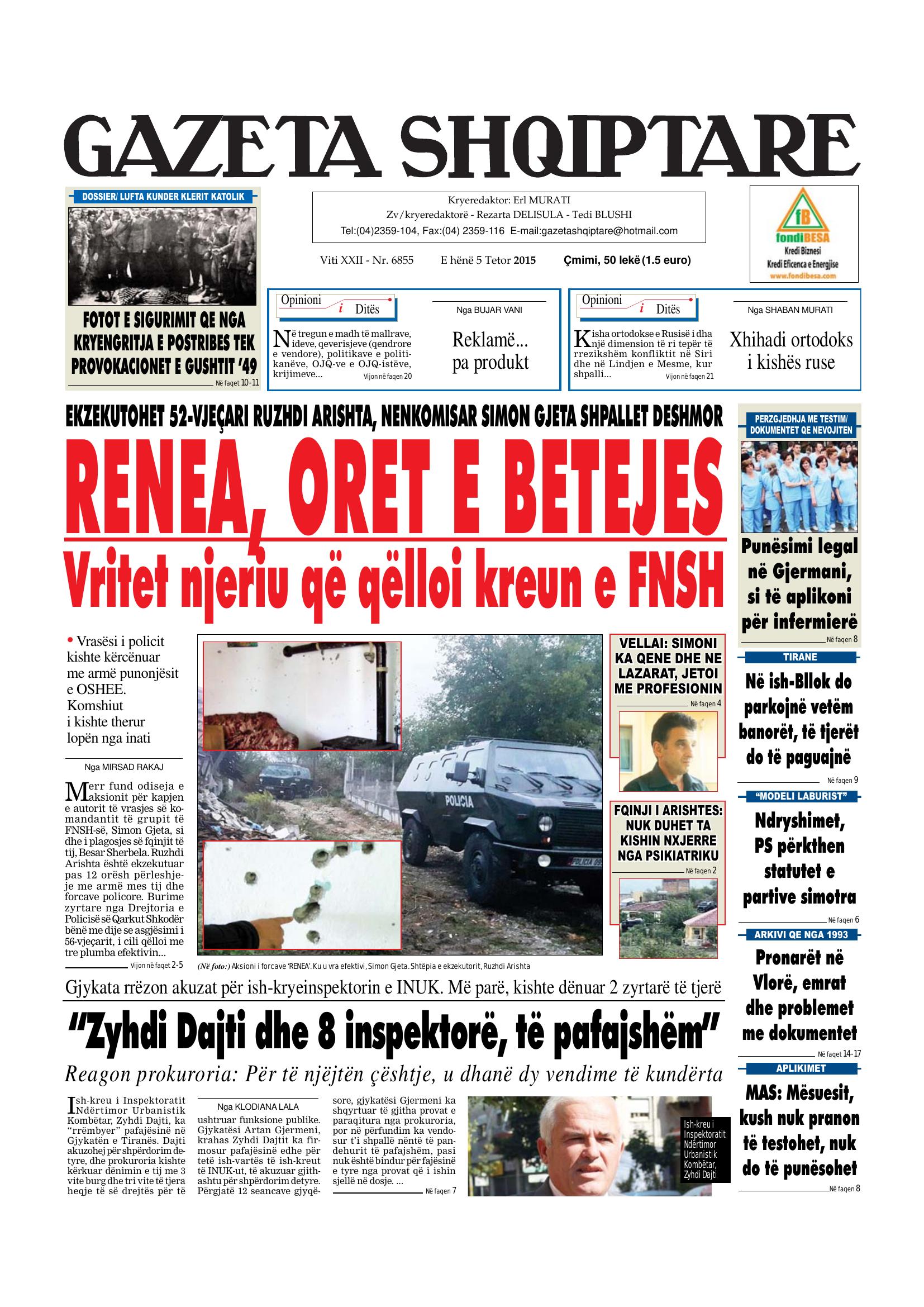 Gazeta Shqiptare 2015-10-05