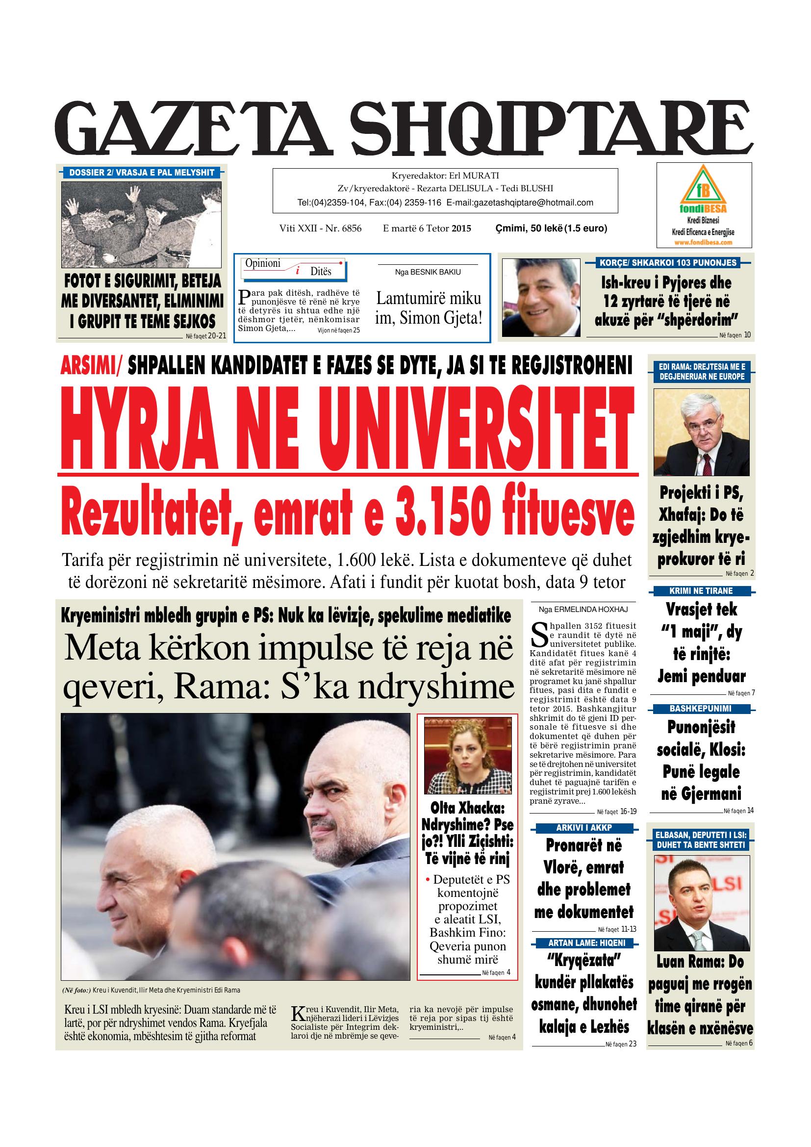 Gazeta Shqiptare 2015-10-06
