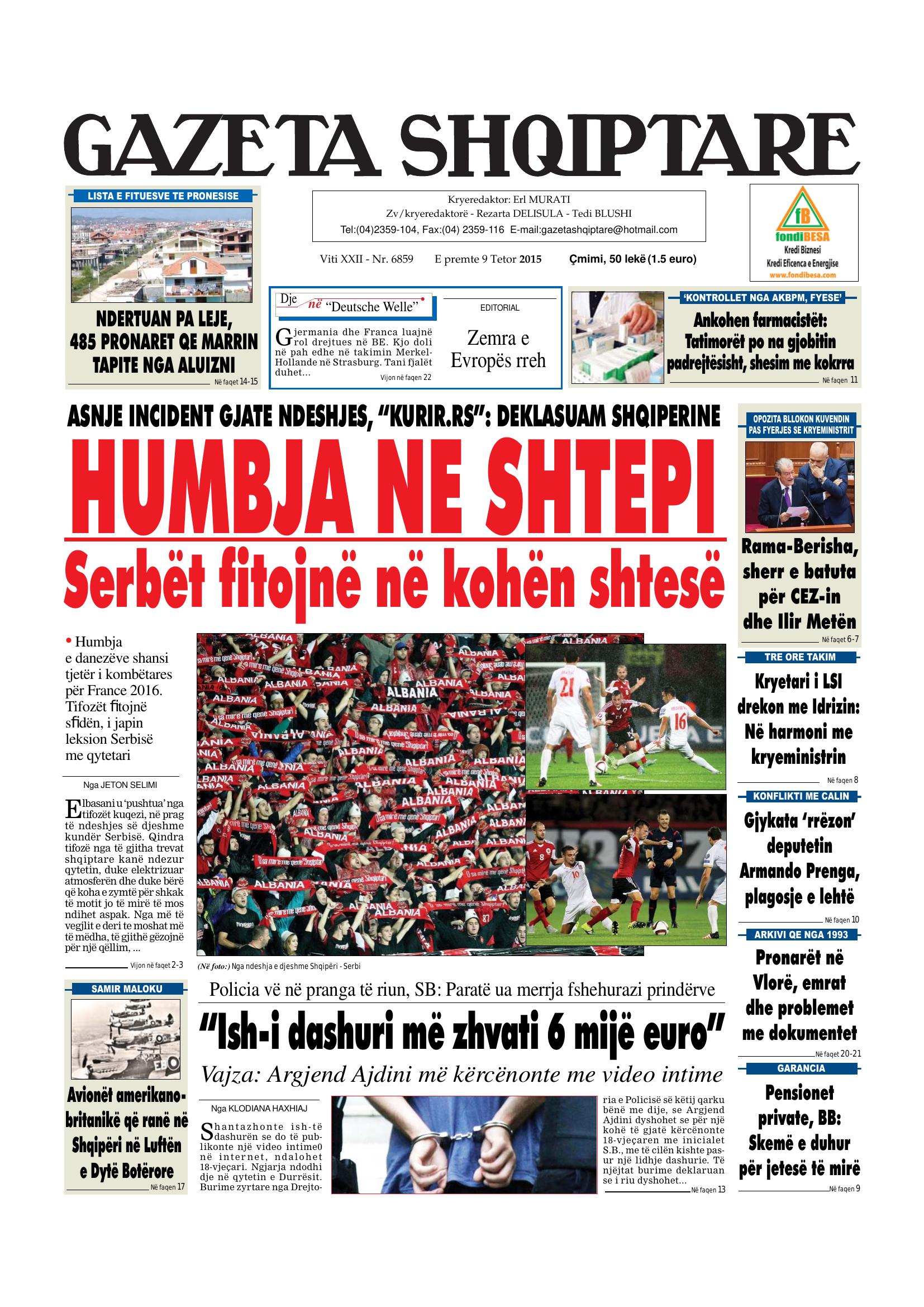 Gazeta Shqiptare 2015-10-09