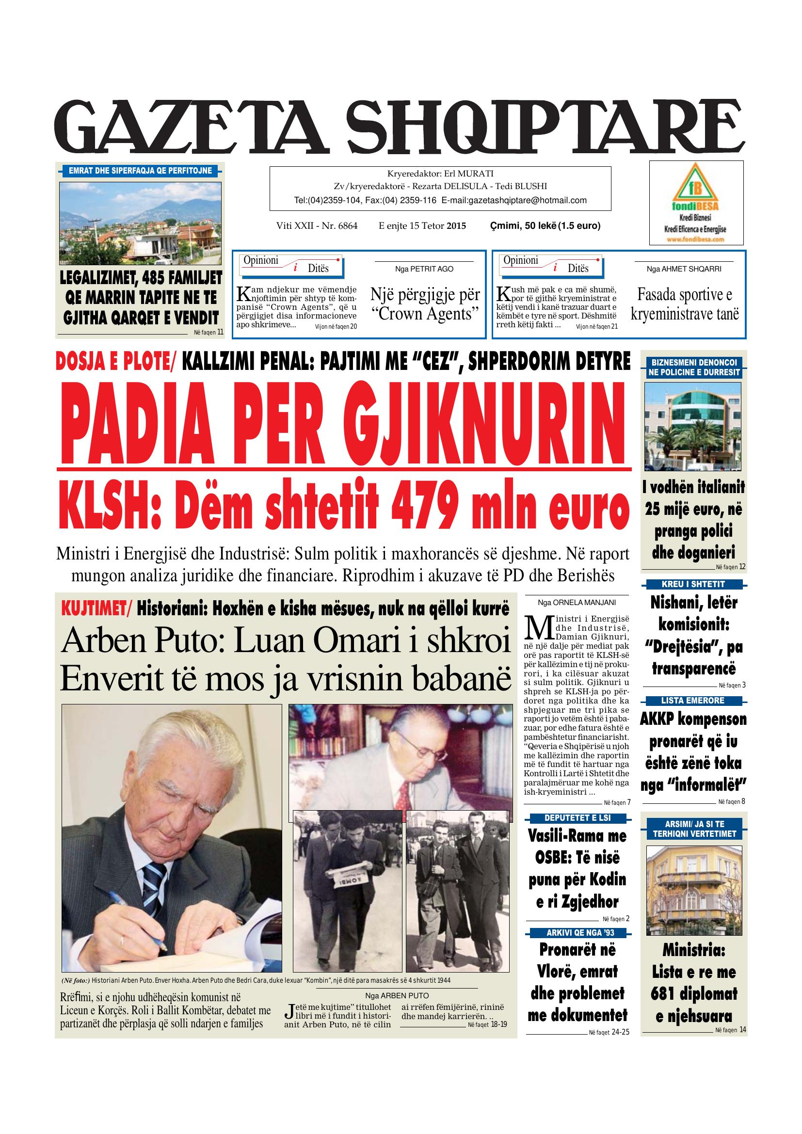 Gazeta Shqiptare 2015-10-15