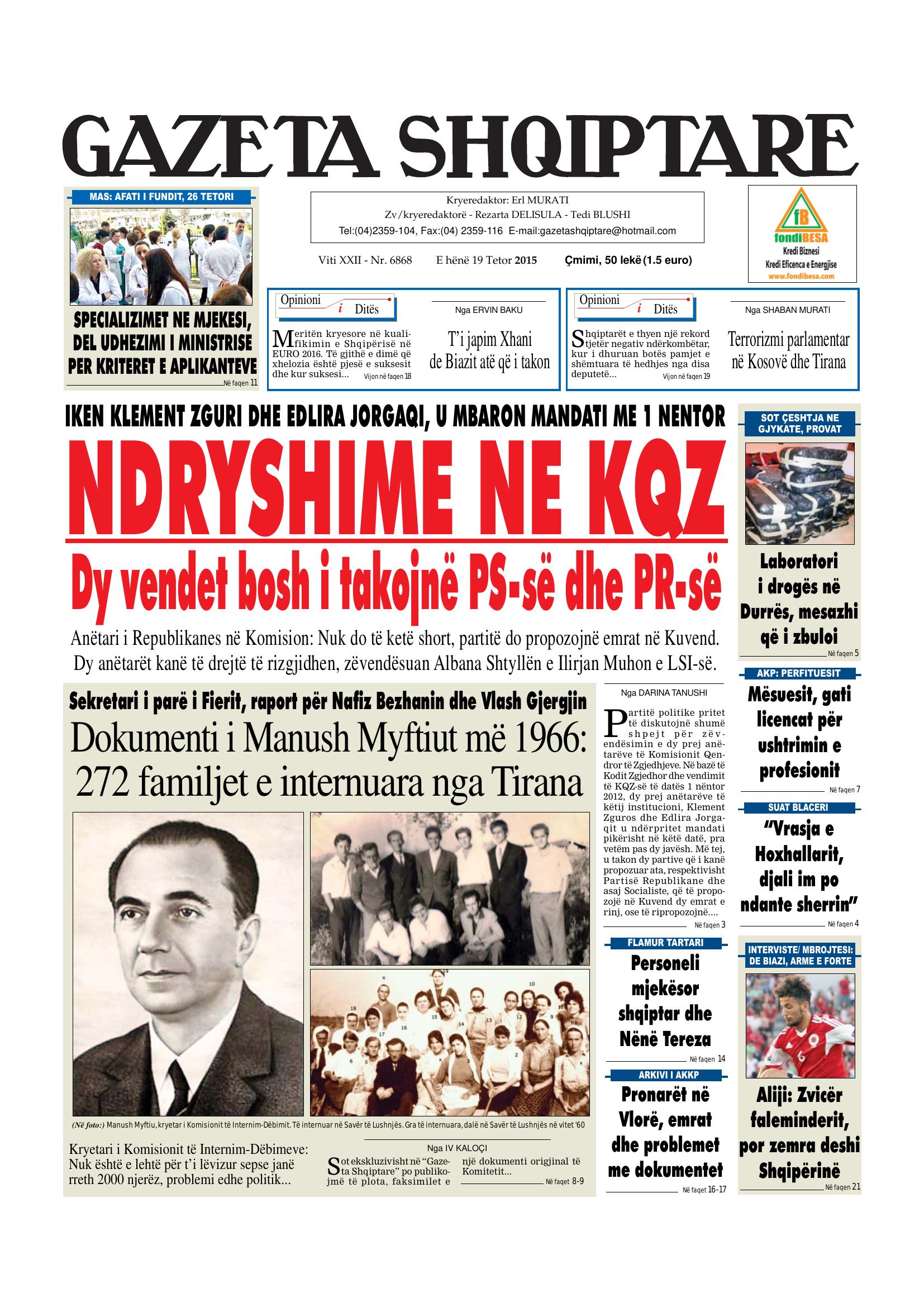 Gazeta Shqiptare 2015-10-19