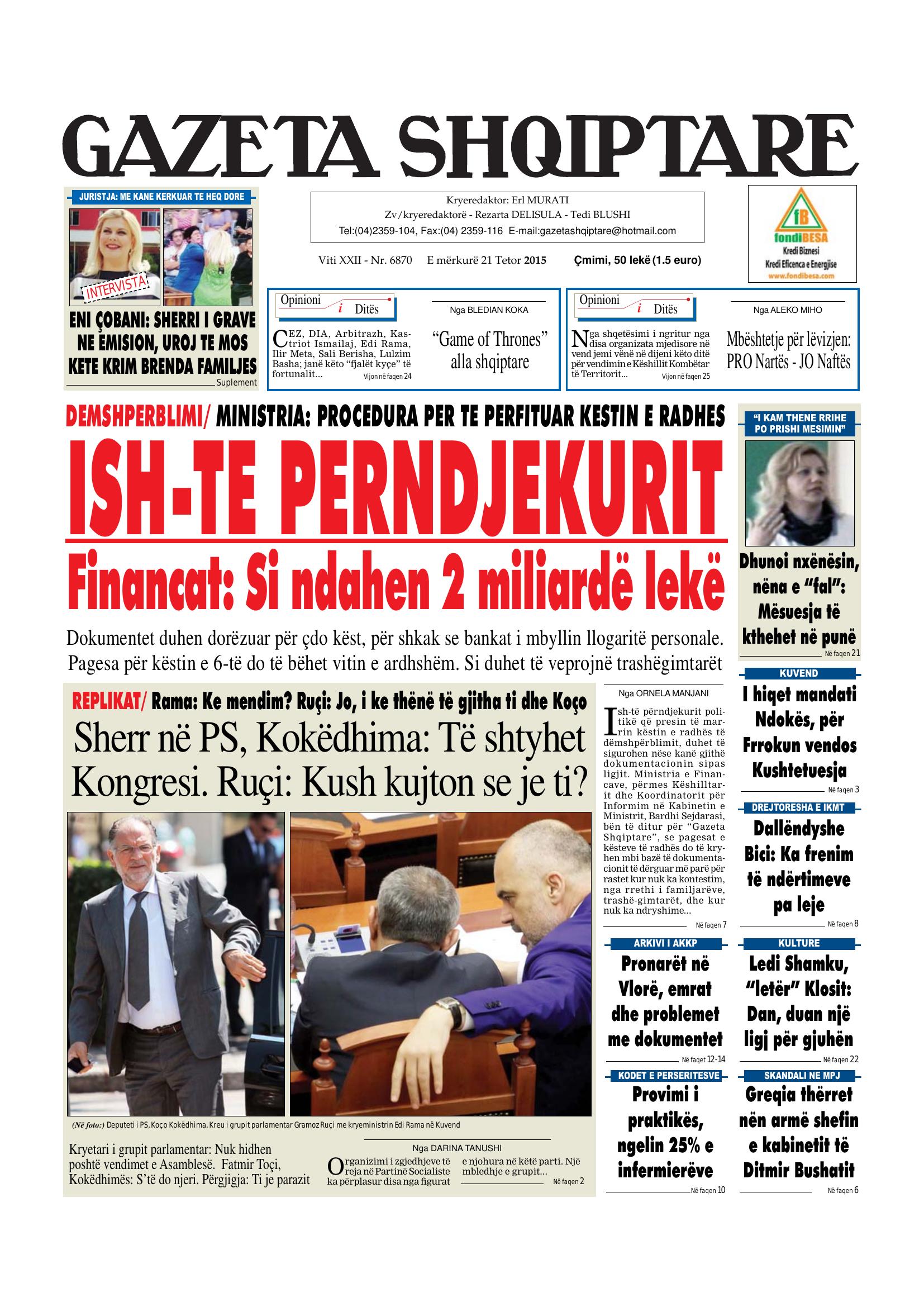 Gazeta Shqiptare 2015-10-21