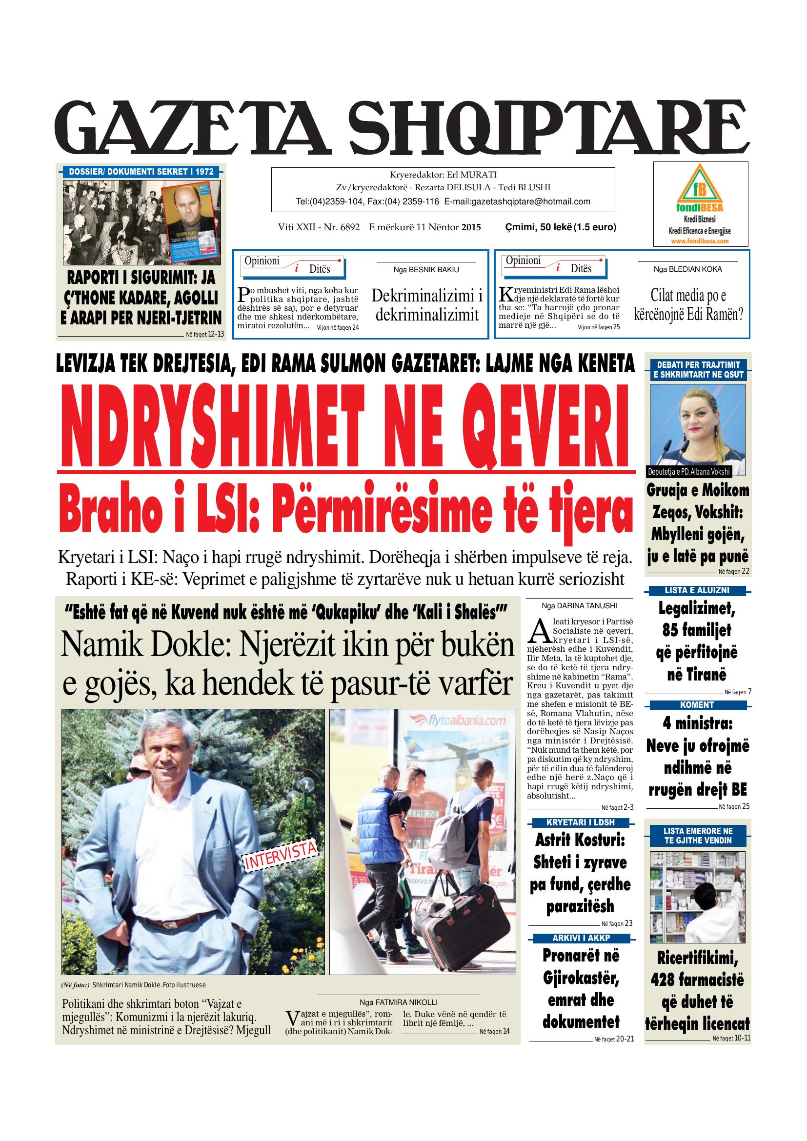 Gazeta Shqiptare 2015-11-11