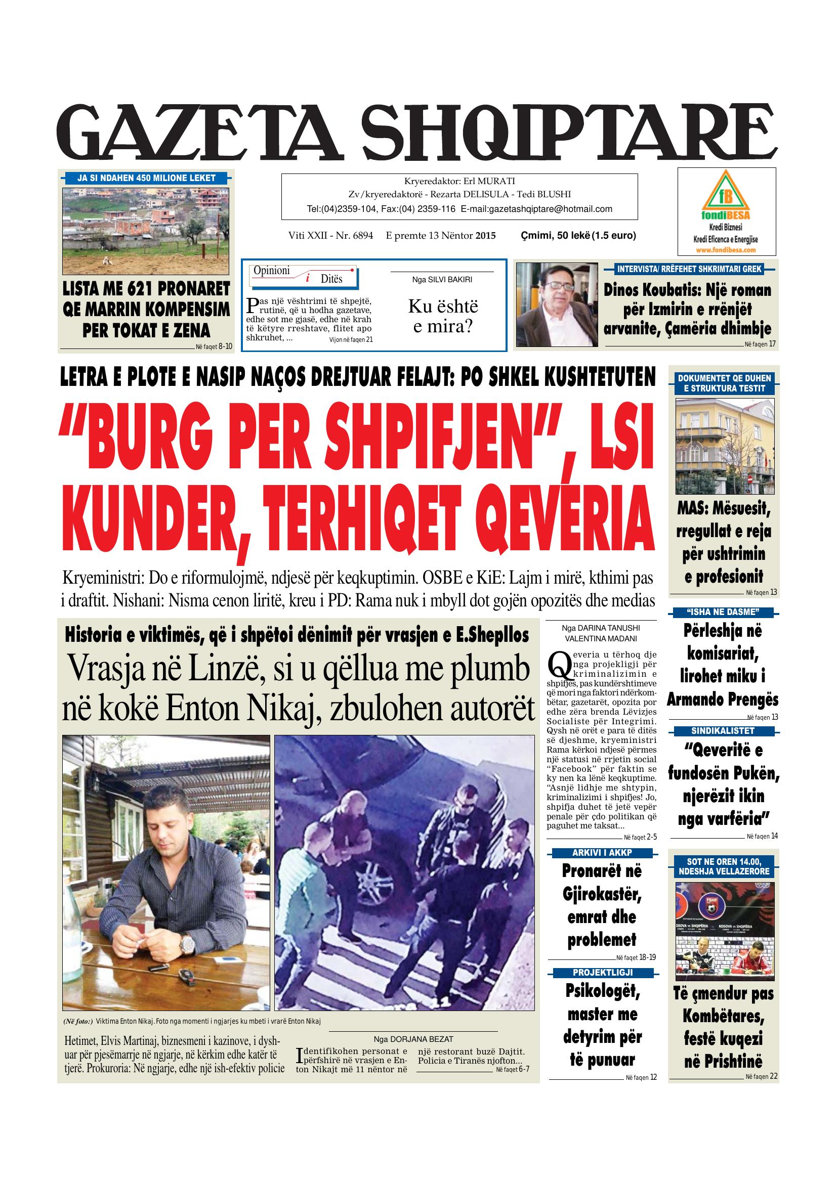 Gazeta Shqiptare 2015-11-13