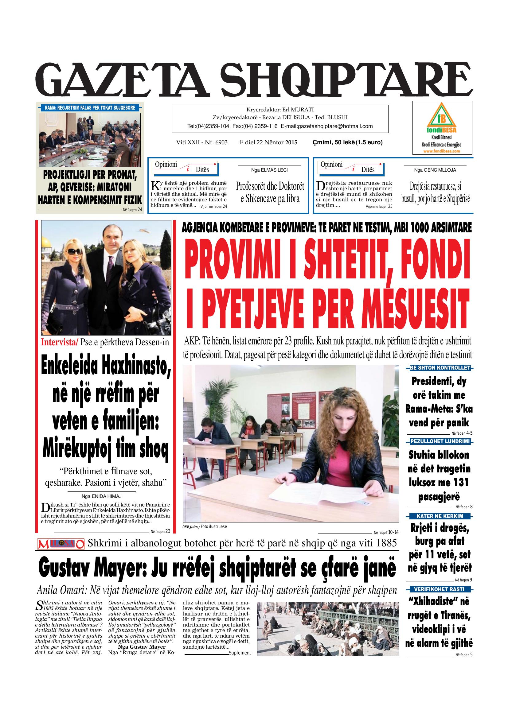 Gazeta Shqiptare 2015-11-22