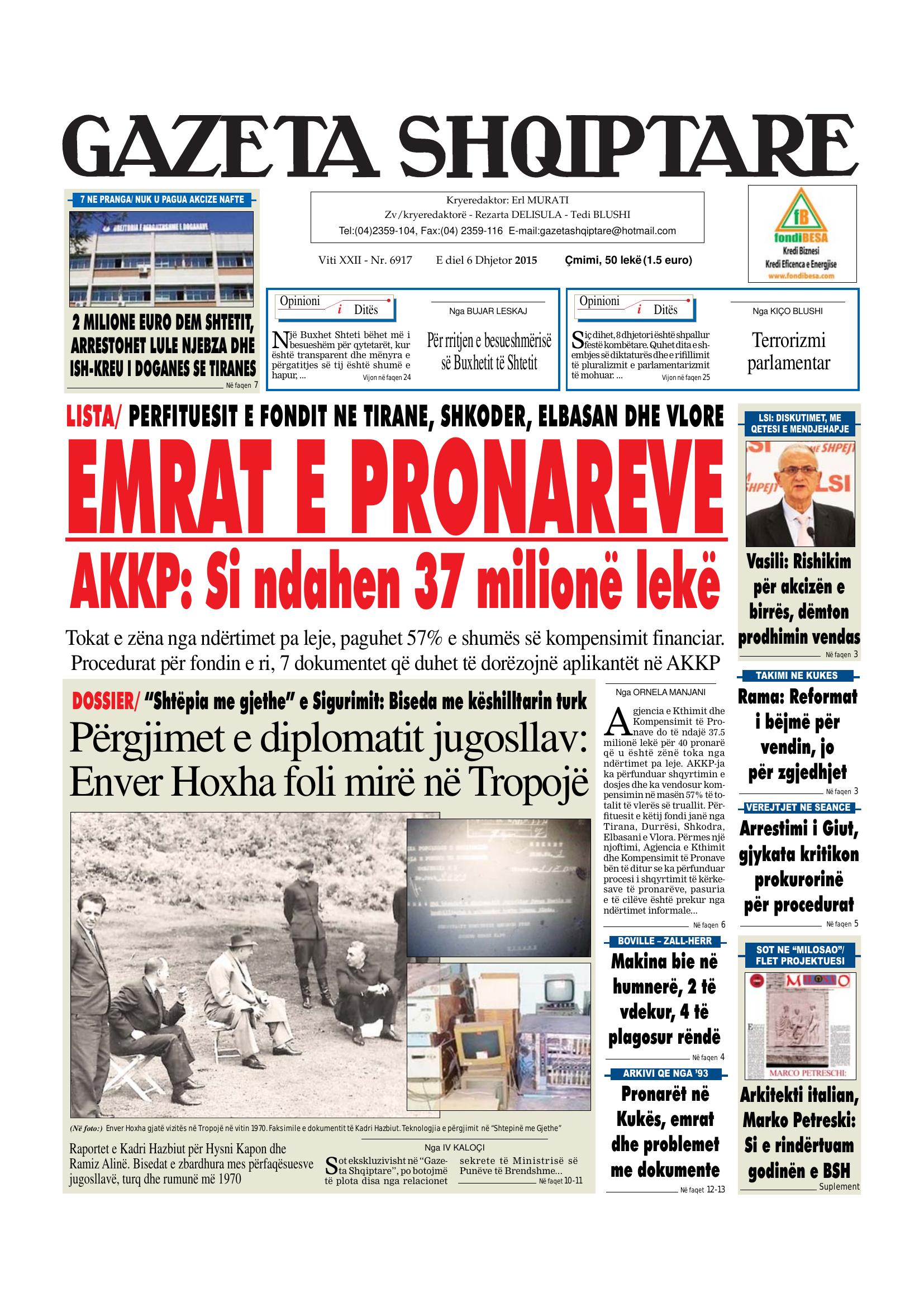 Gazeta Shqiptare 2015-12-06