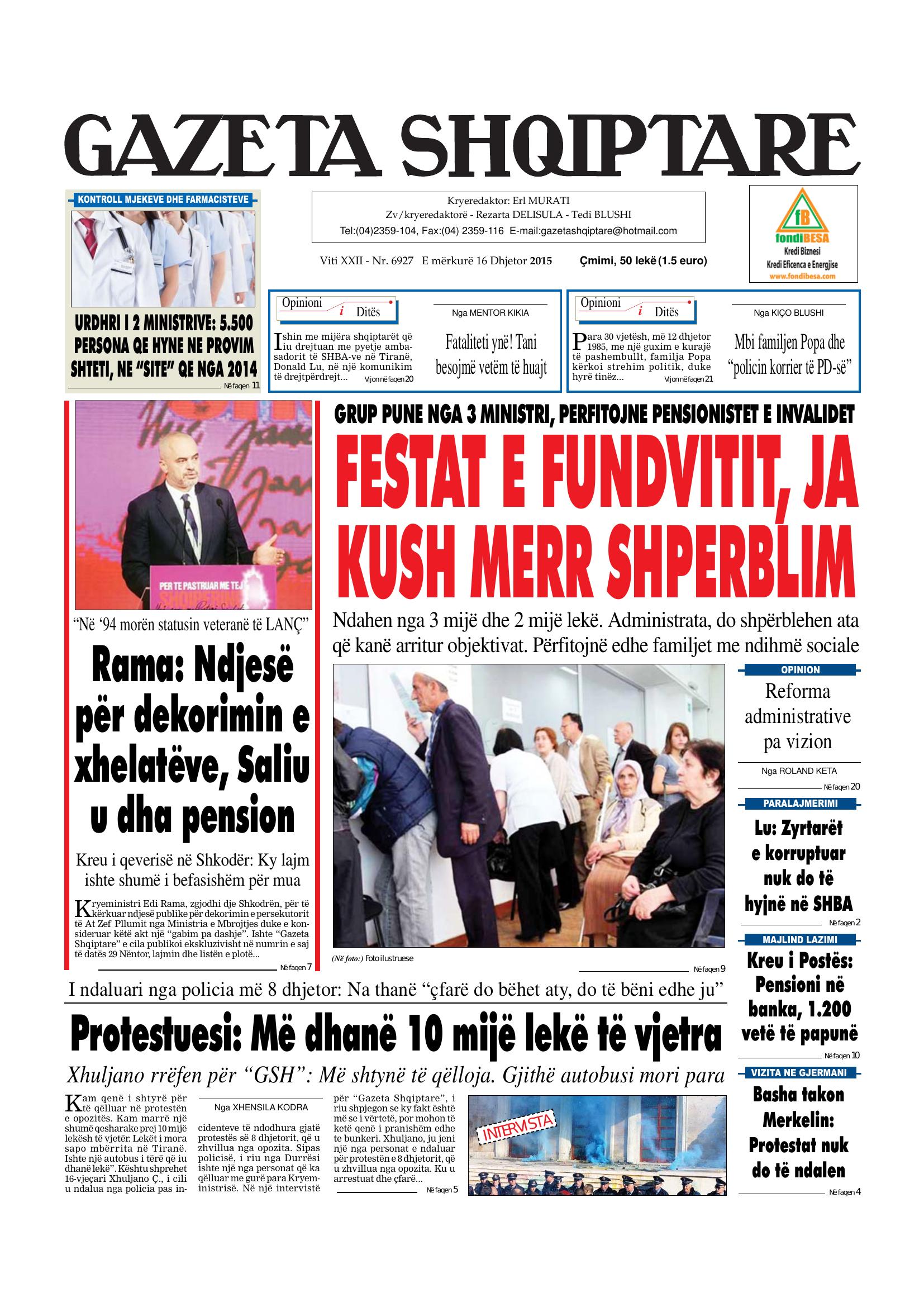 Gazeta Shqiptare 2015-12-16