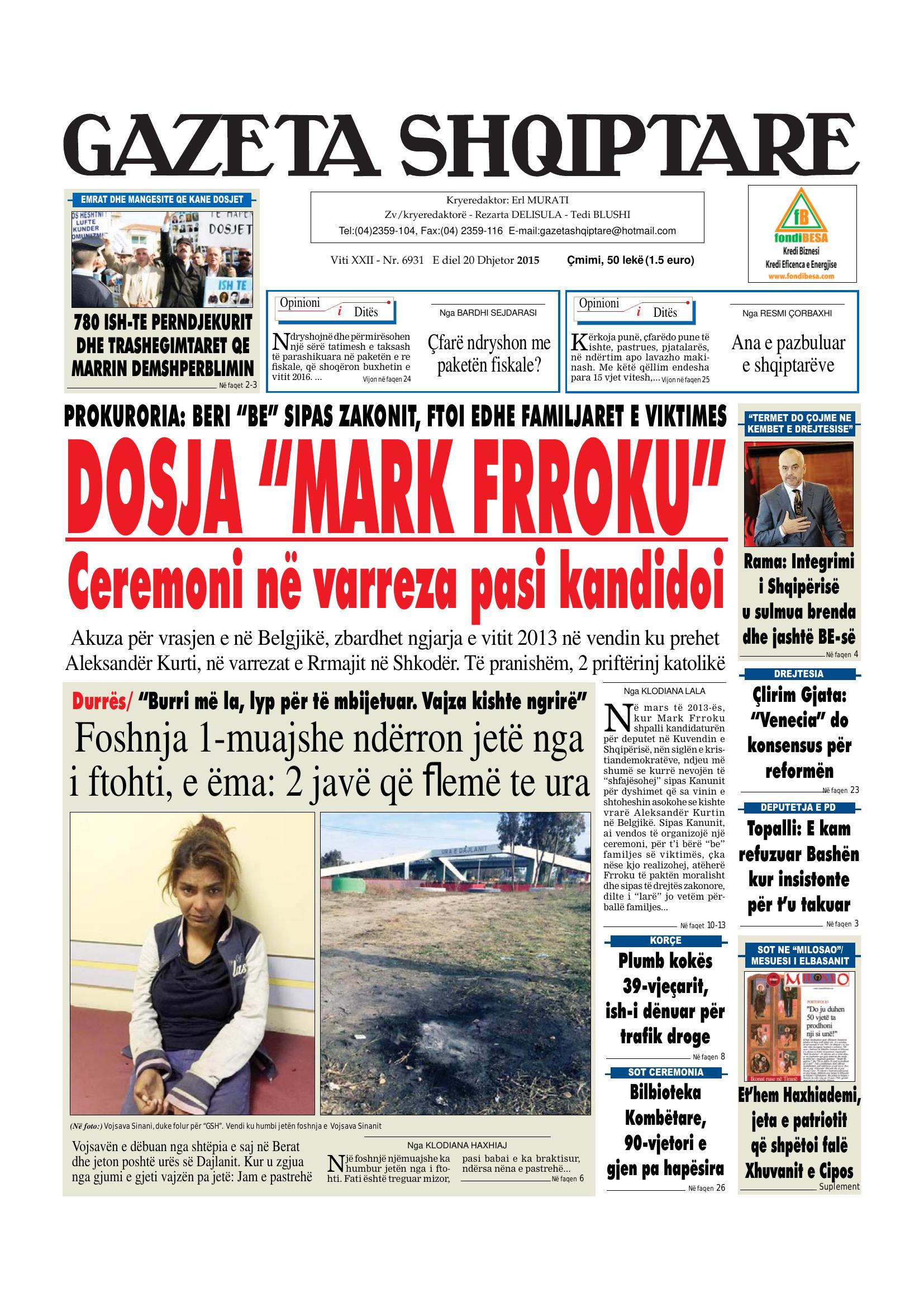 Gazeta Shqiptare 2015-12-20