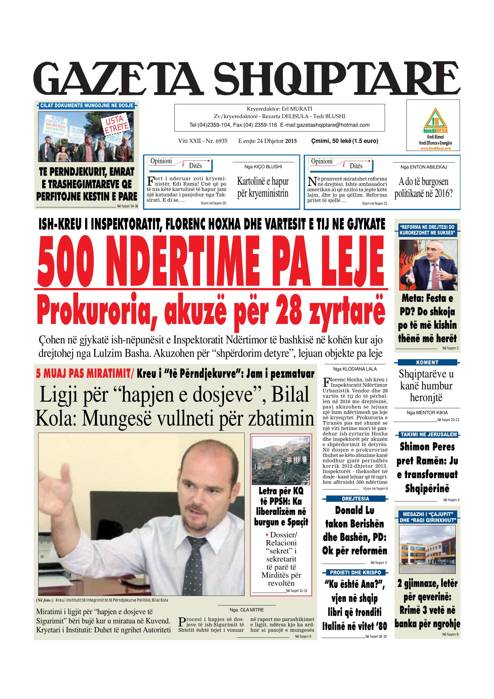Gazeta Shqiptare 2015-12-24