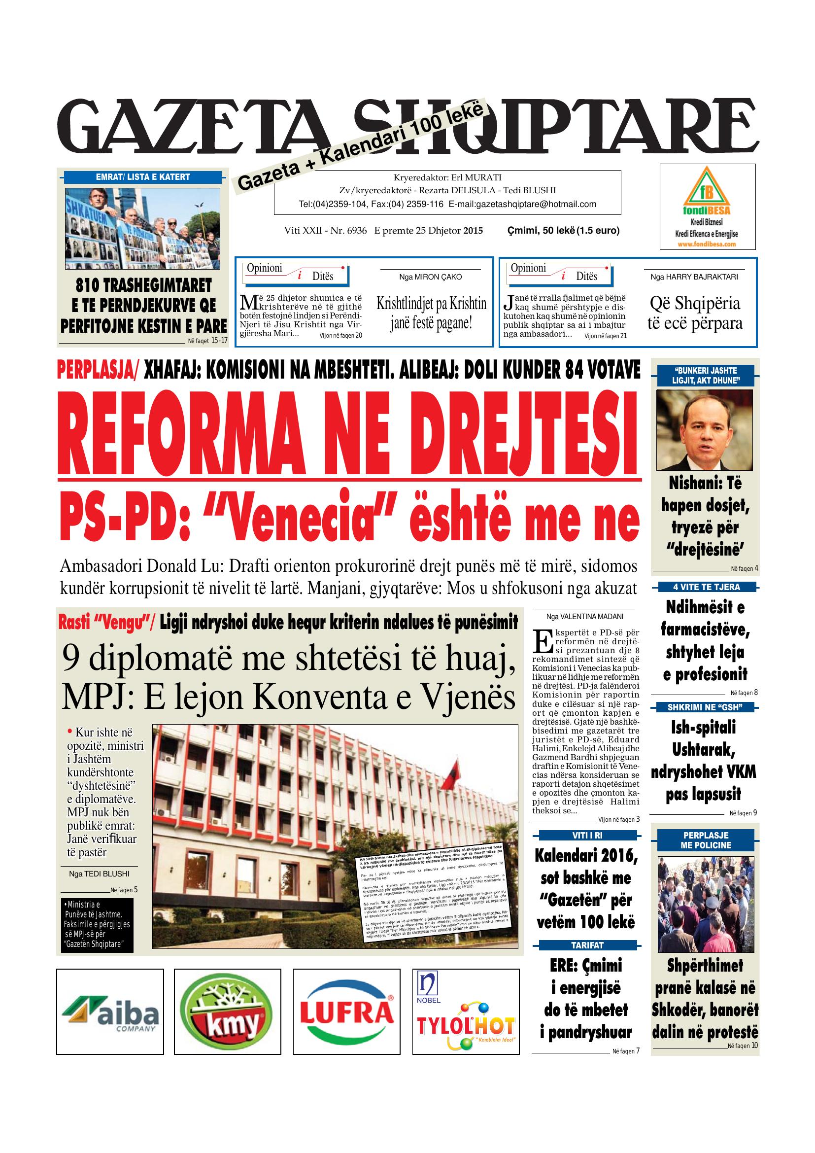 Gazeta Shqiptare 2015-12-25
