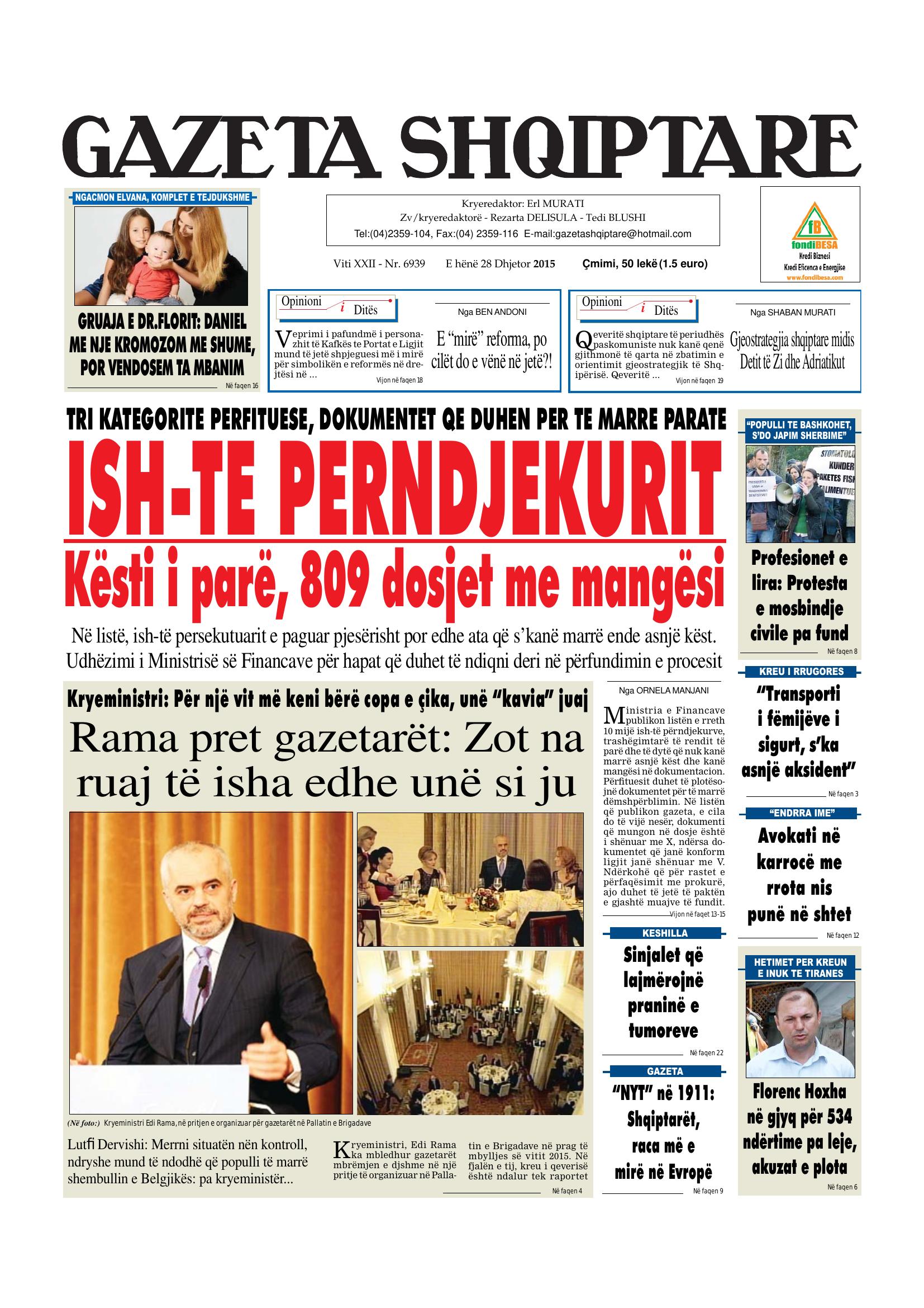 Gazeta Shqiptare 2015-12-28