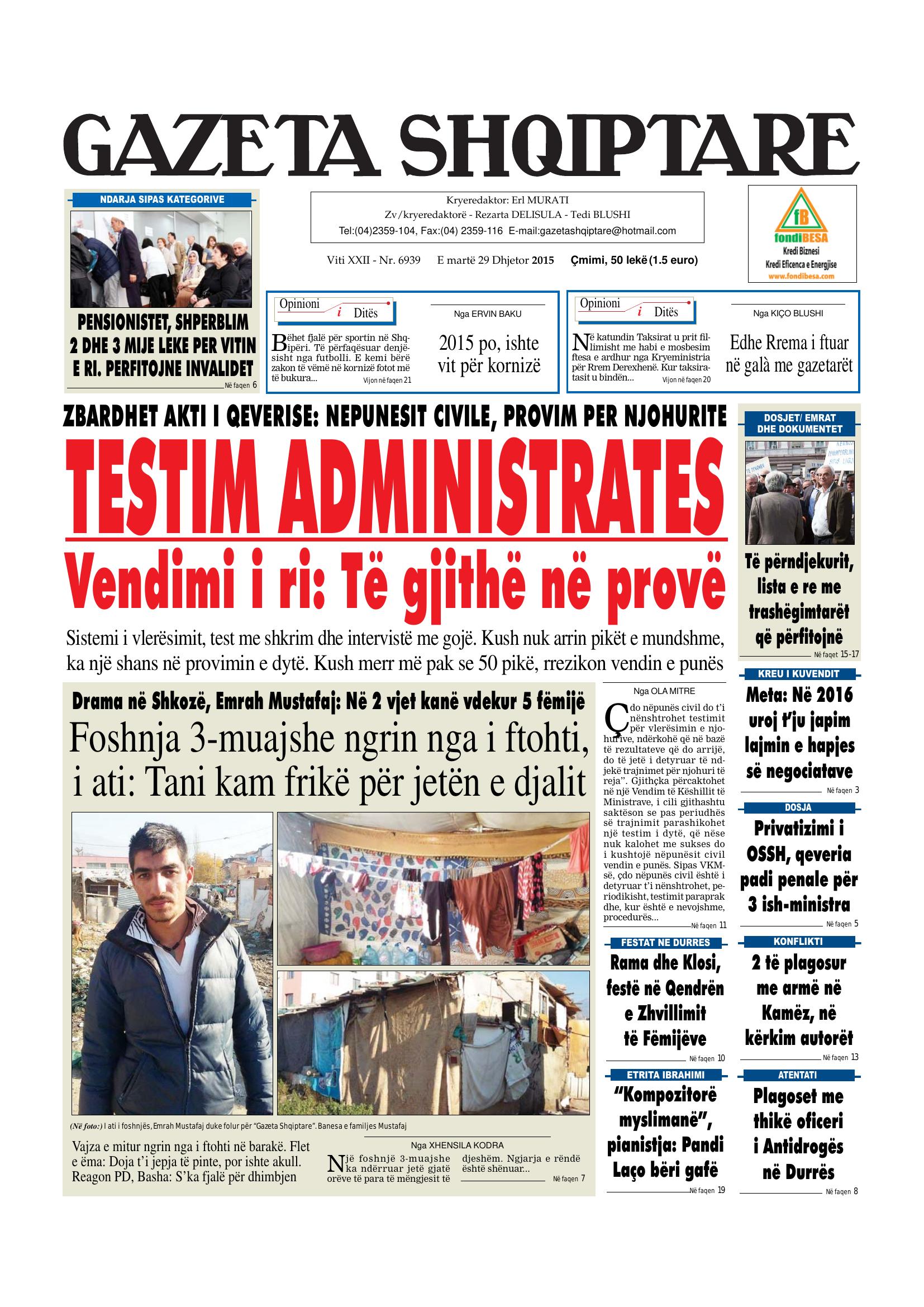 Gazeta Shqiptare 2015-12-29