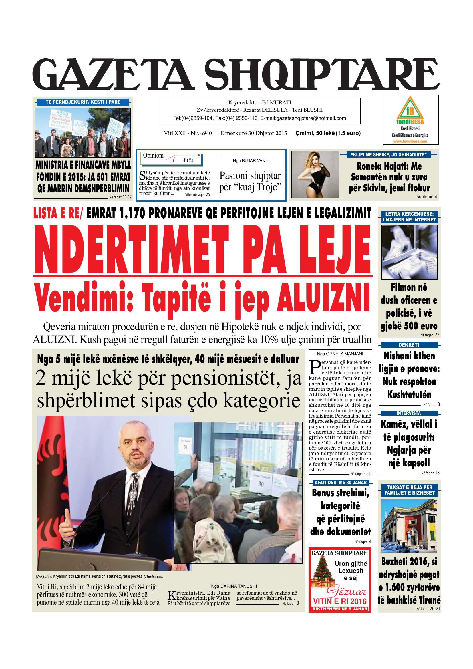 Gazeta Shqiptare 2015-12-30