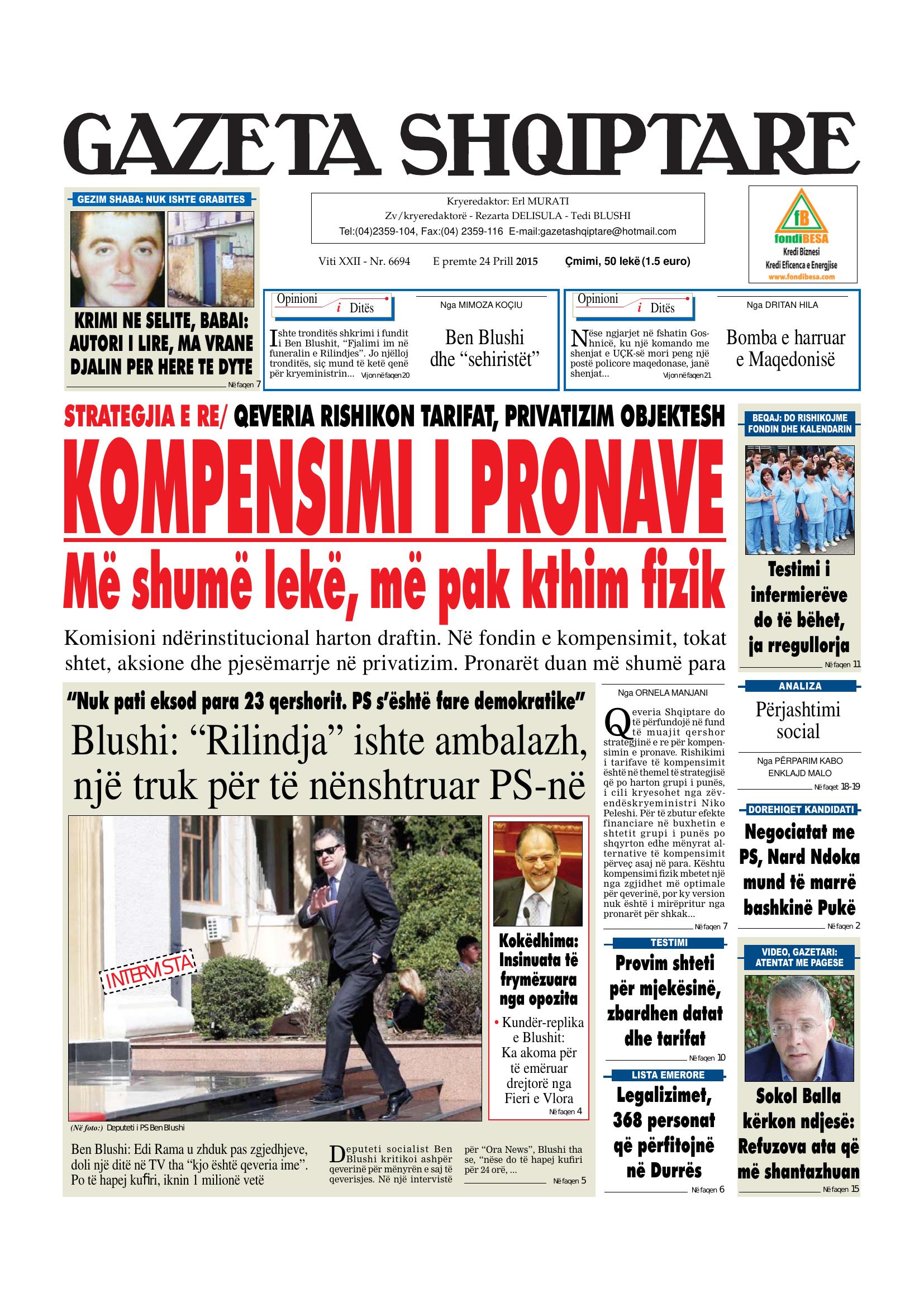 Gazeta Shqiptare 2015-04-24