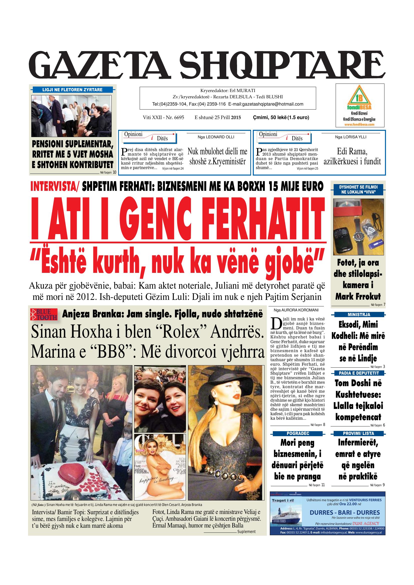 Gazeta Shqiptare 2015-04-25