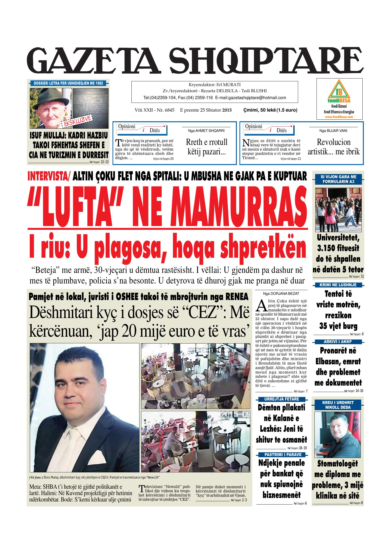 Gazeta Shqiptare 2015-09-25