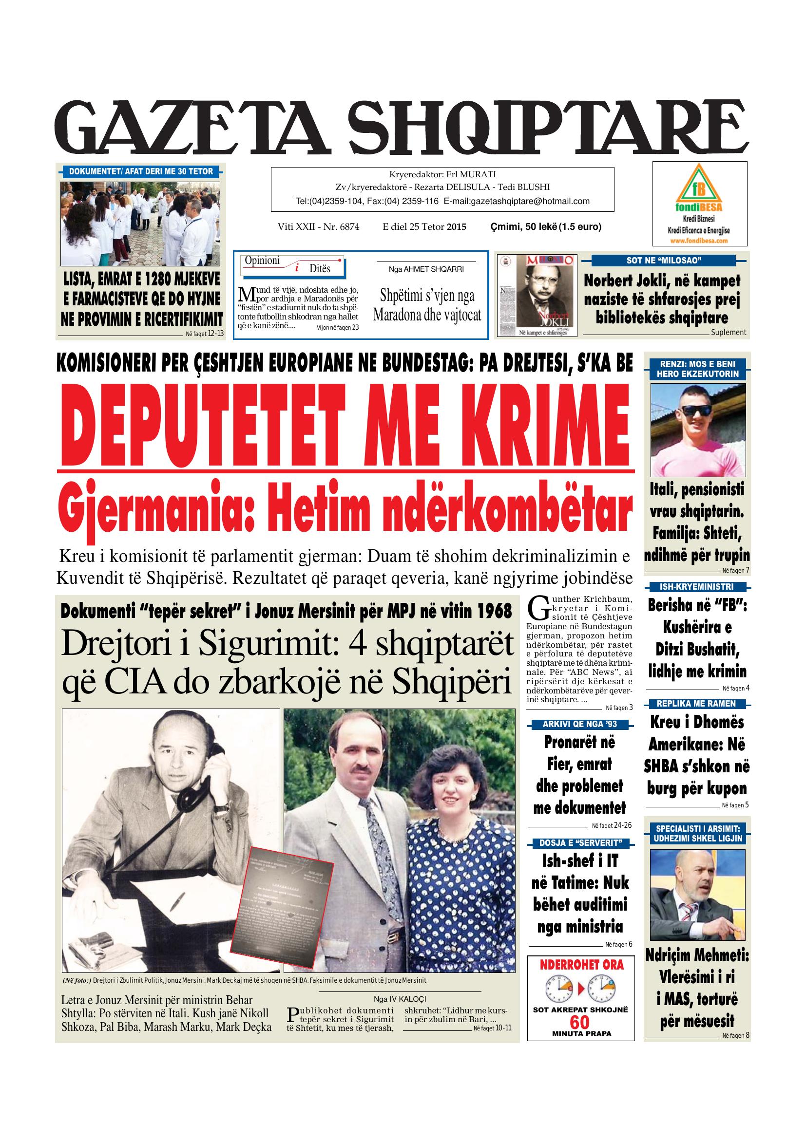 Gazeta Shqiptare 2015-10-25