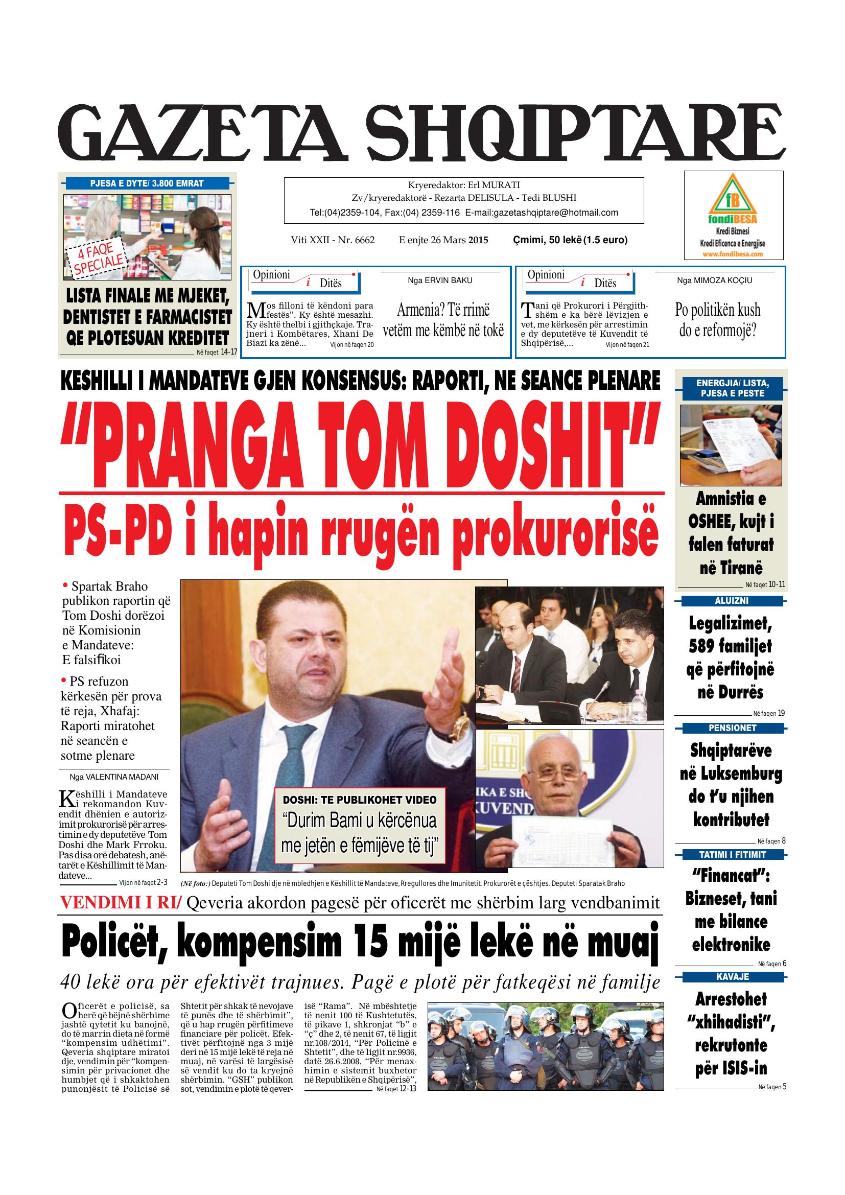Gazeta Shqiptare 2015-03-26