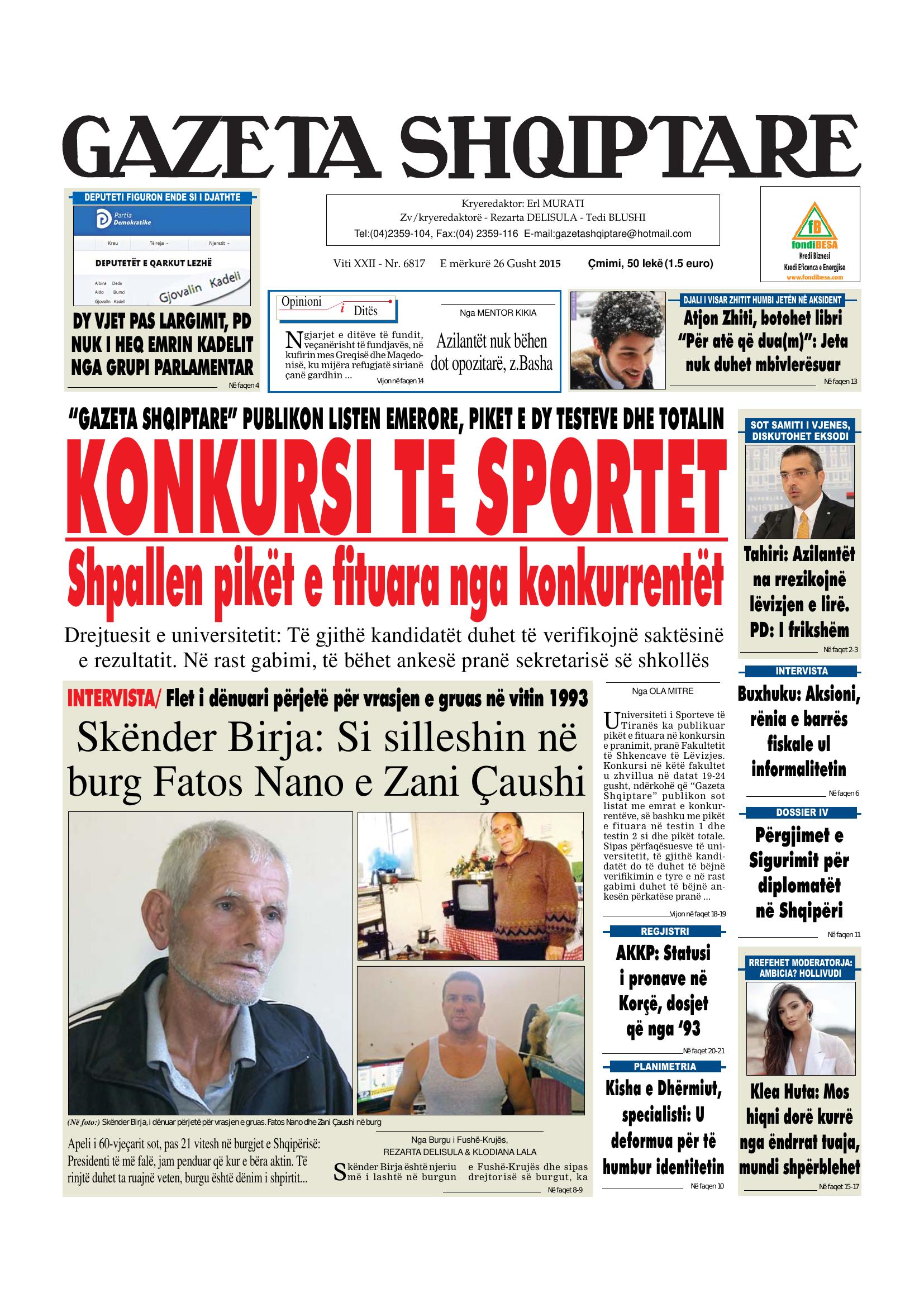 Gazeta Shqiptare 2015-08-26