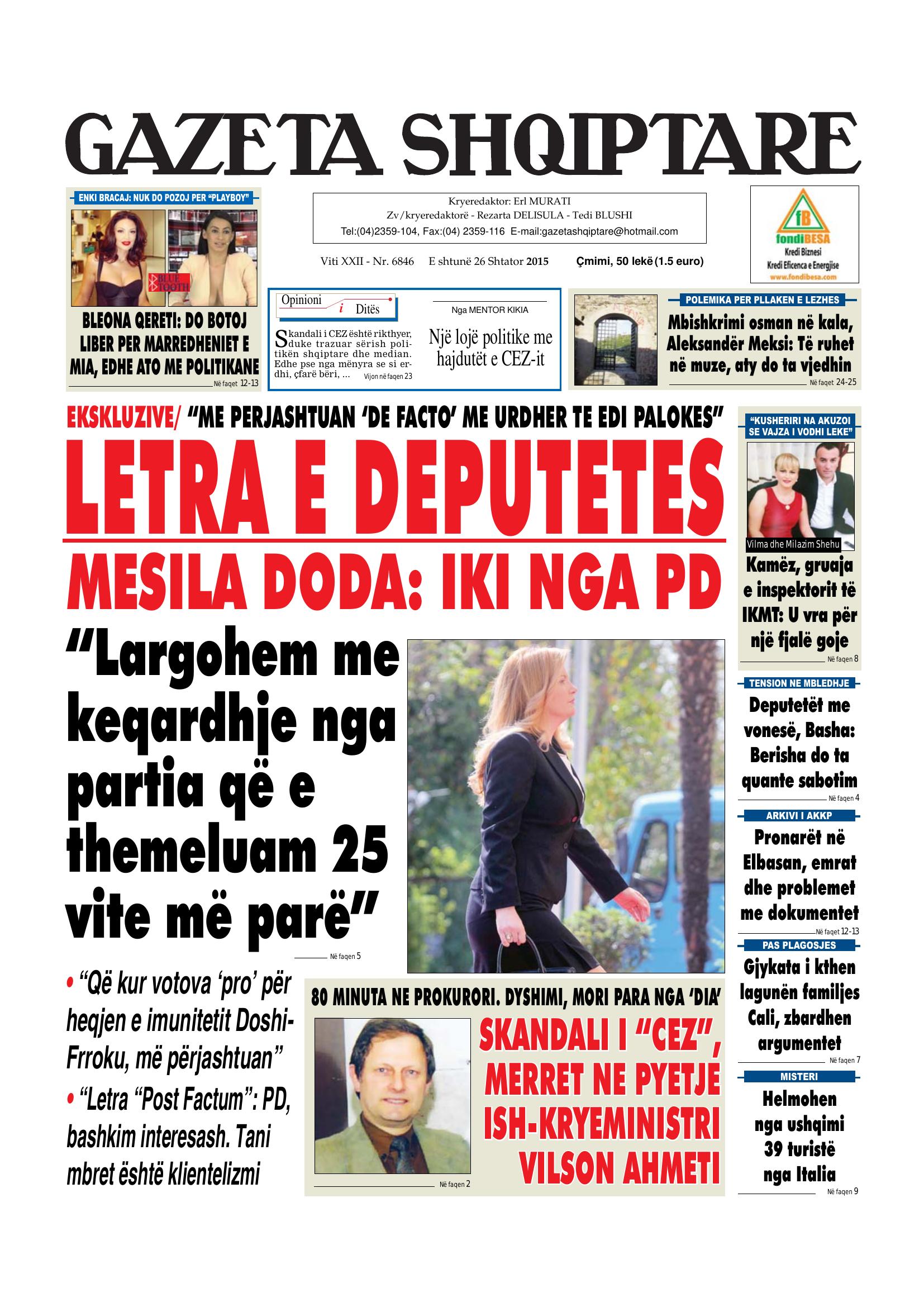 Gazeta Shqiptare 2015-09-26